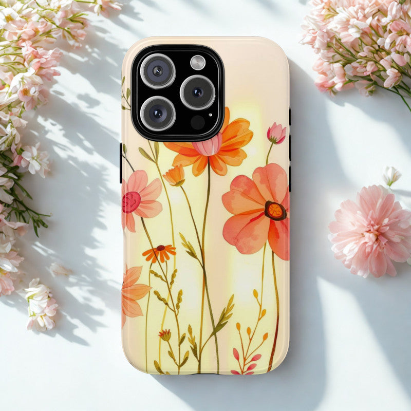 Wilflower Kiss - vibrant watercolour floral phone case designs