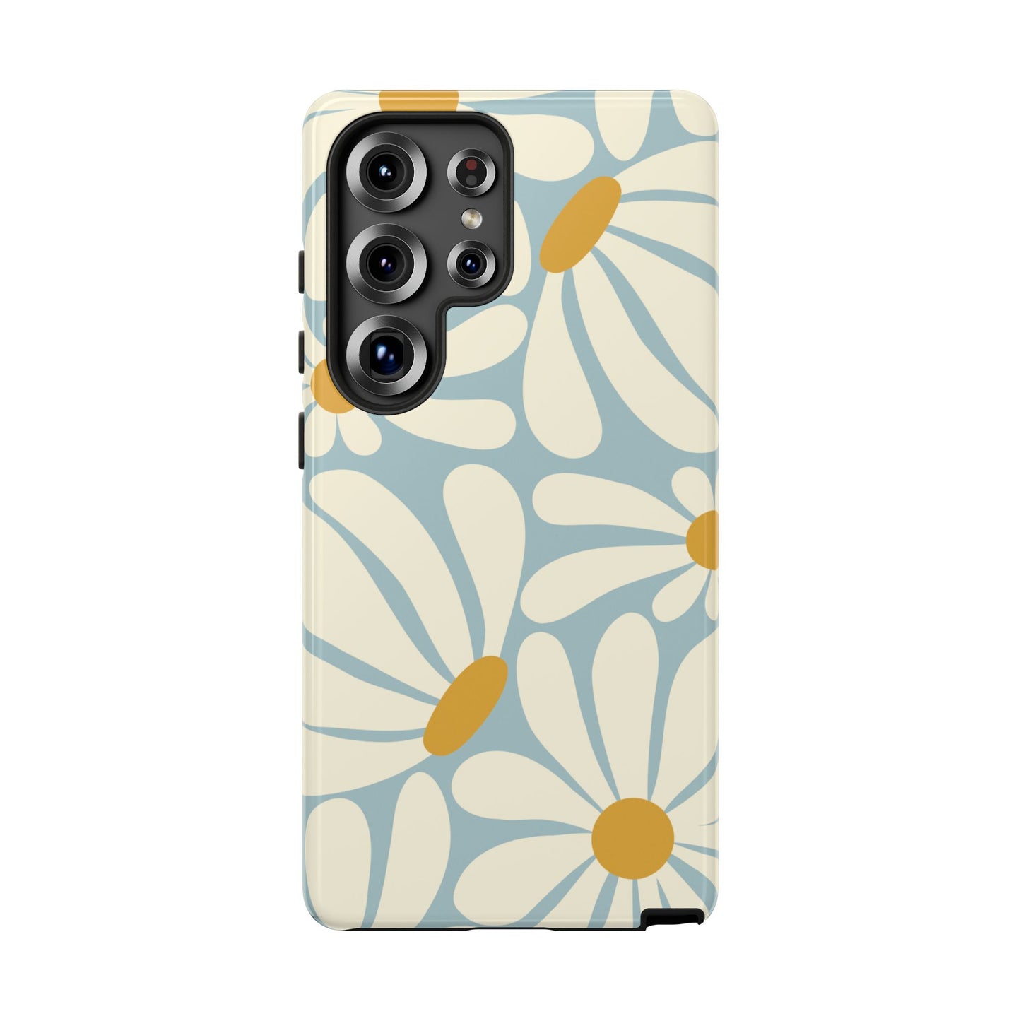 Samsung Galaxy S25 Ultra / Glossy Phone Case - ’Retro Blue Daisy Pattern’ Phone Case