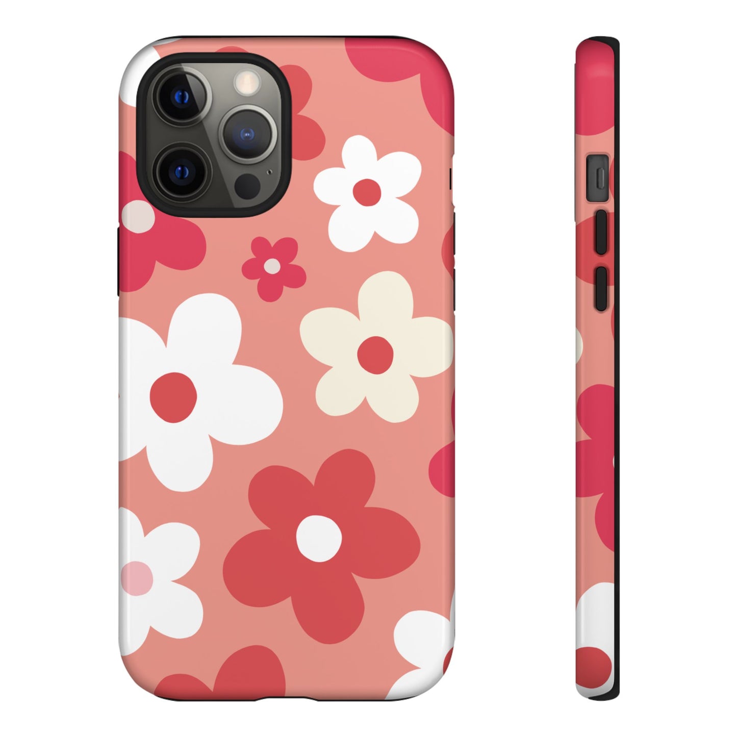 iPhone 12 Pro Max / Glossy Phone Case - ’Pink Daisy Pattern’ Phone Case