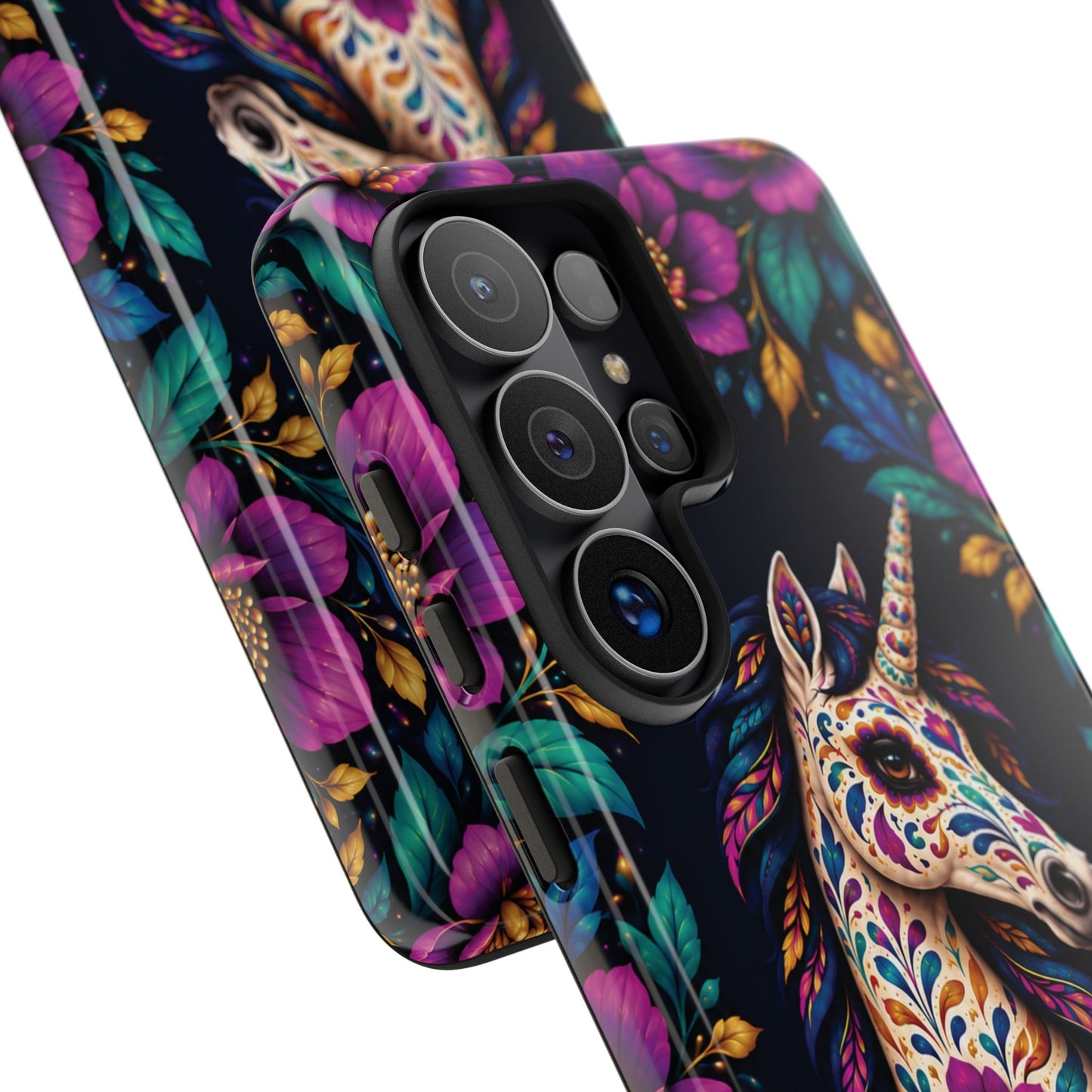 Elegant Purple and Teal Calavera Unicorn Phone Case - Phone Case