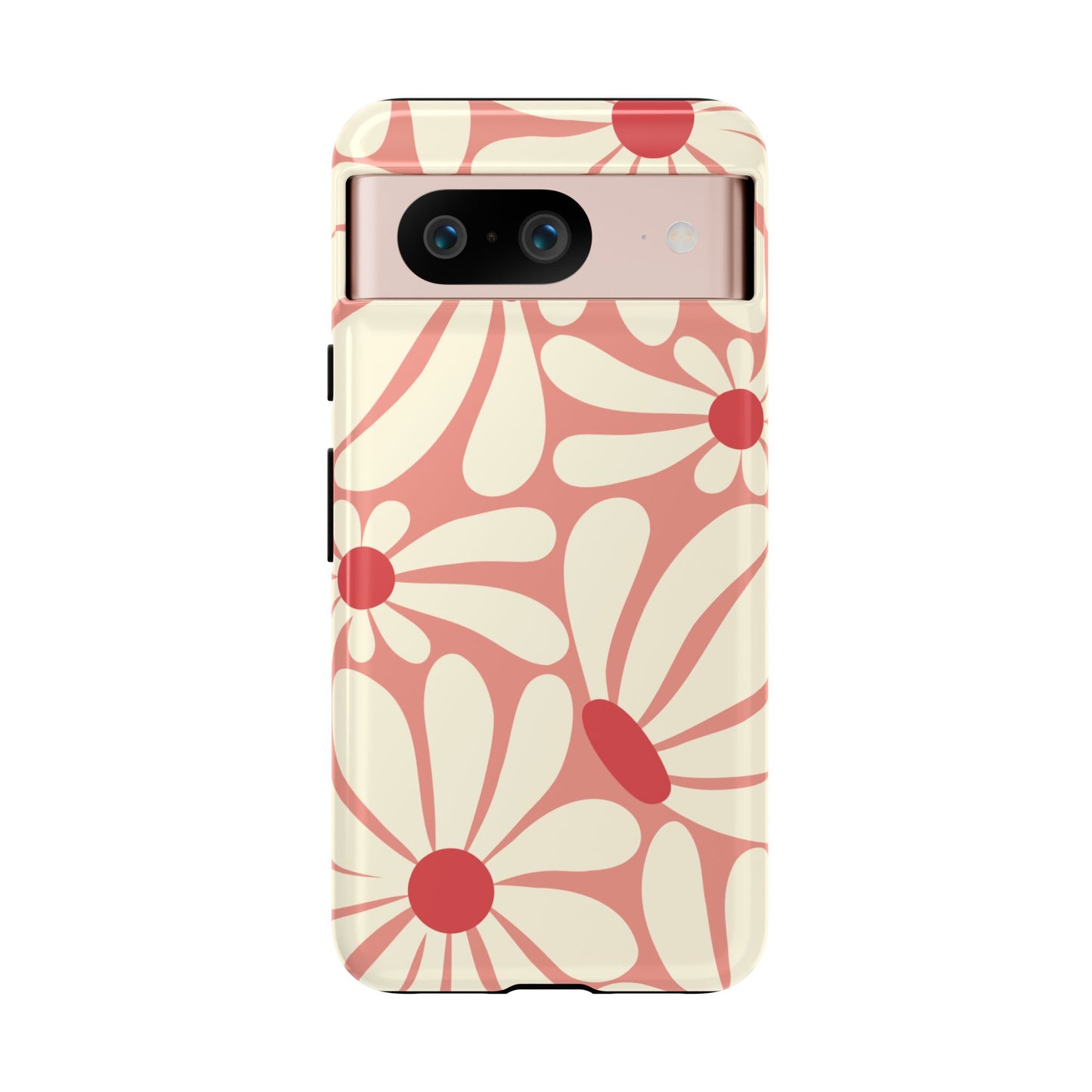 Google Pixel 8 / Glossy Phone Case - ’Retro Pink Daisy Pattern’ Phone Case