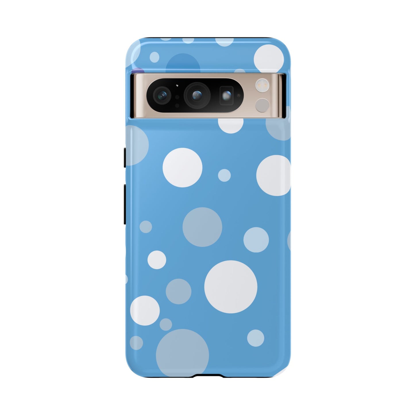 Google Pixel 8 Pro / Glossy Phone Case - ’Bold Blue with White Dot Pattern’ Phone Case