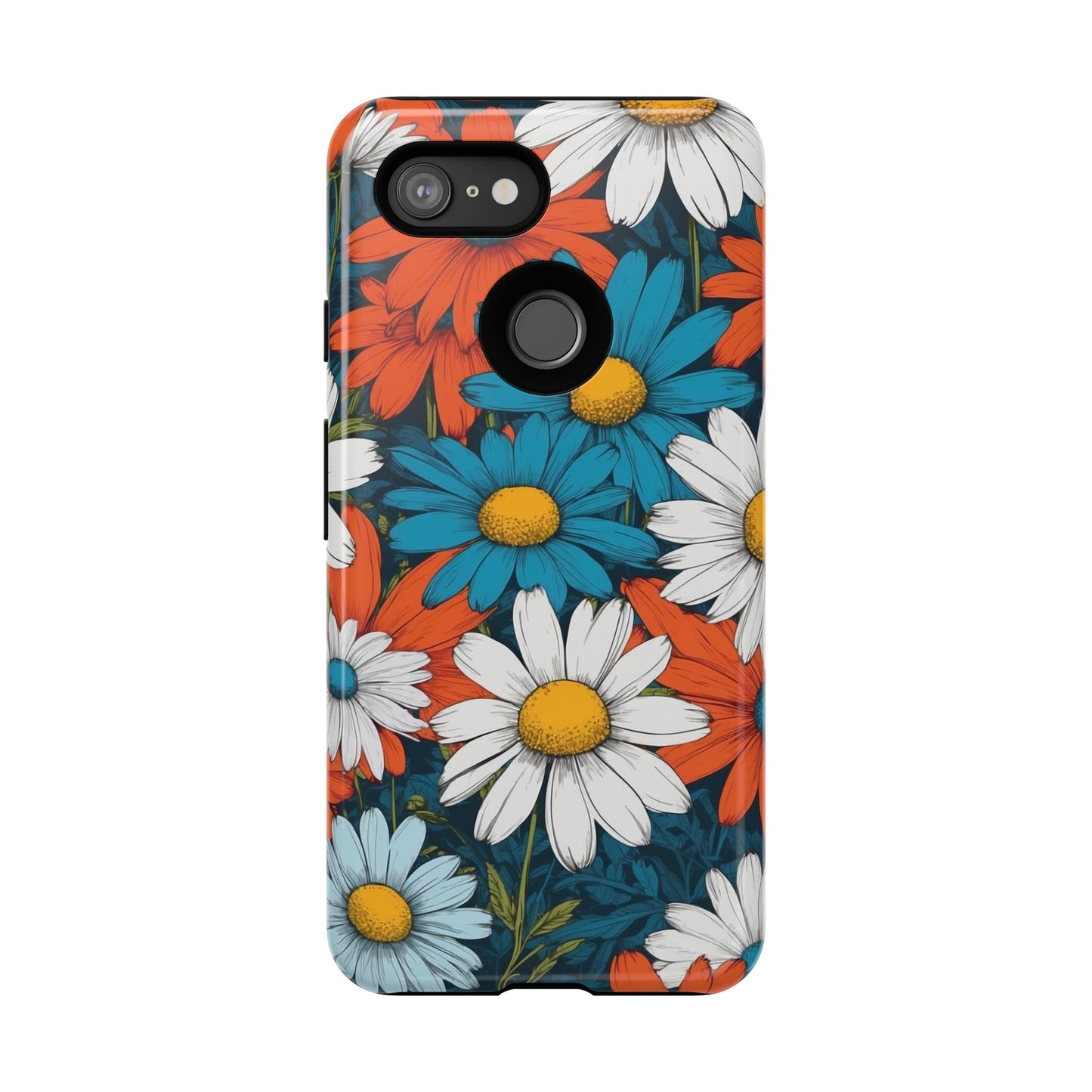 Pop Art Daisies Illustration "Red & Blue" Phone Case