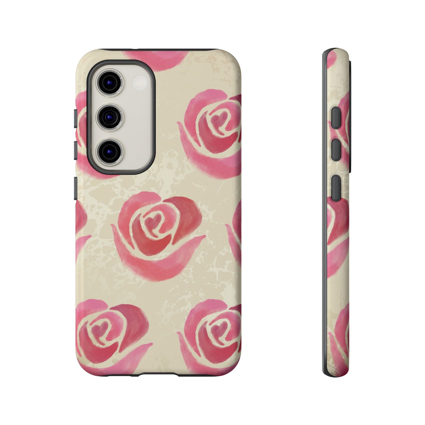 Samsung Galaxy S23 / Glossy Phone Case - ’Pink Rose Pattern’ Phone Case
