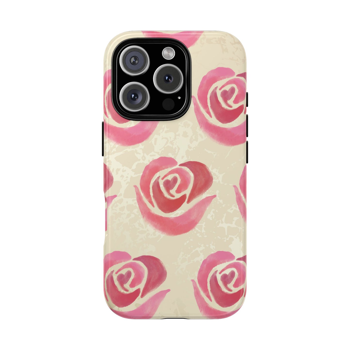 iPhone 16 Pro / Glossy Phone Case - ’Pink Rose Pattern’ Phone Case