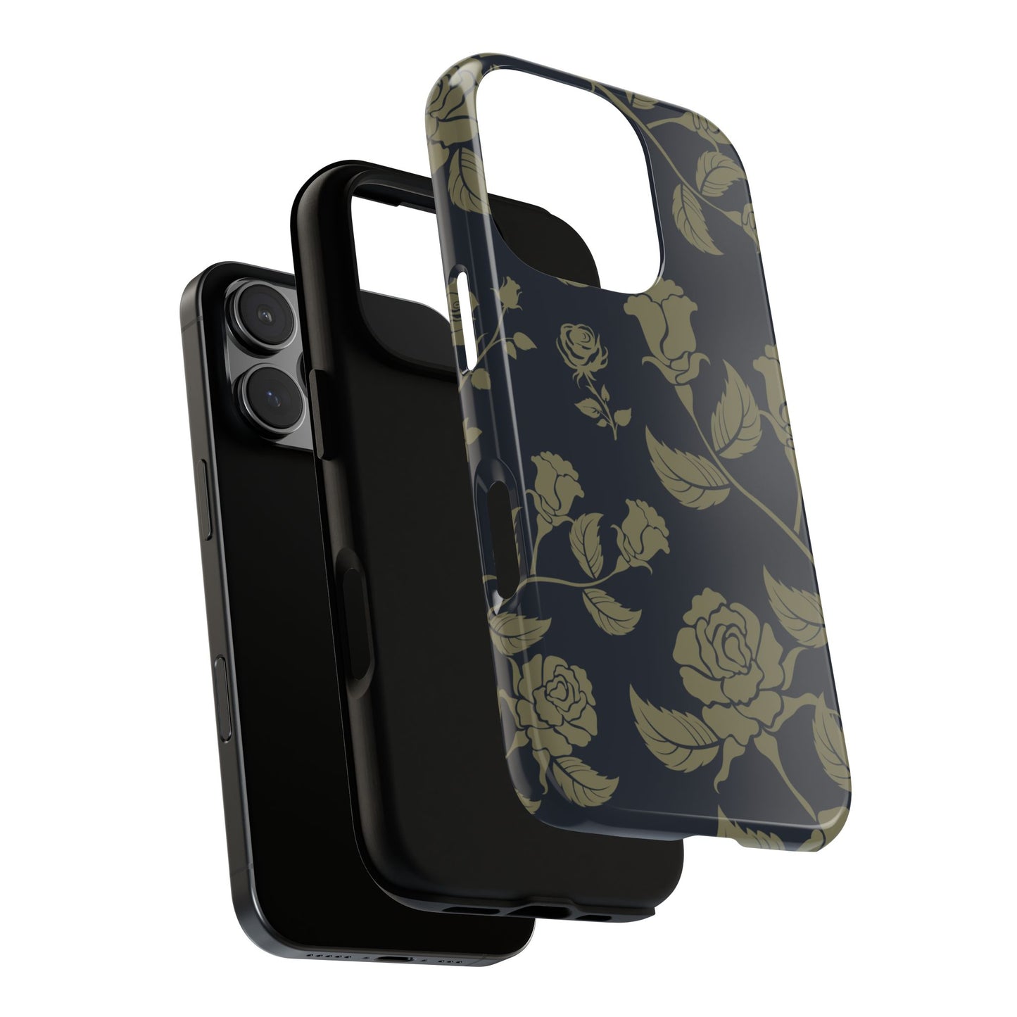 Phone Case - ’Blue & Olive Rose Pattern’ Phone Case