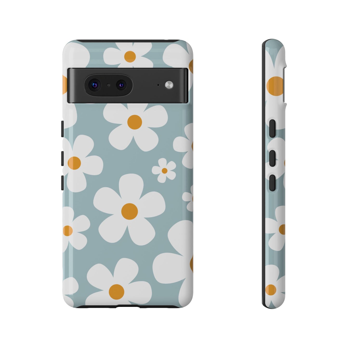 Google Pixel 7 / Glossy Phone Case - ’Blue Daisy Pattern’ Phone Case