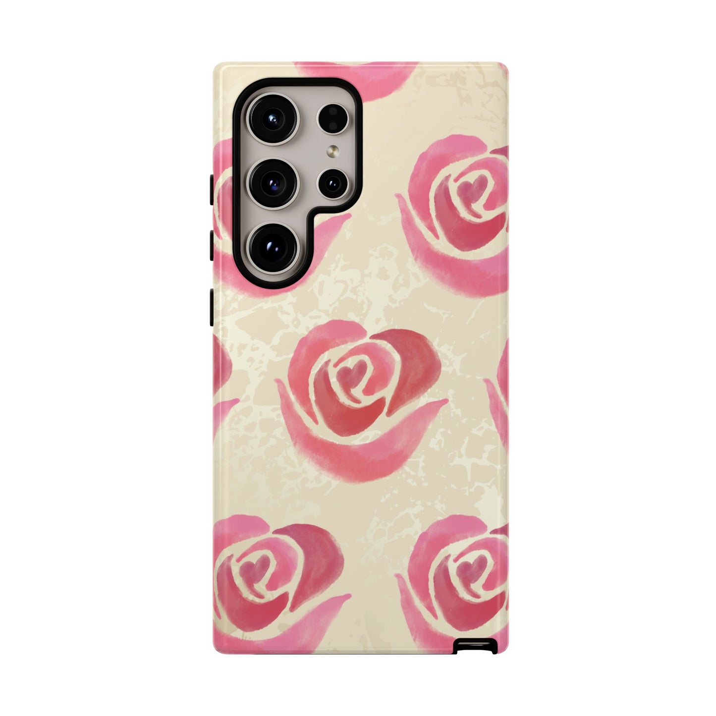 Samsung Galaxy S24 Ultra / Glossy Phone Case - ’Pink Rose Pattern’ Phone Case