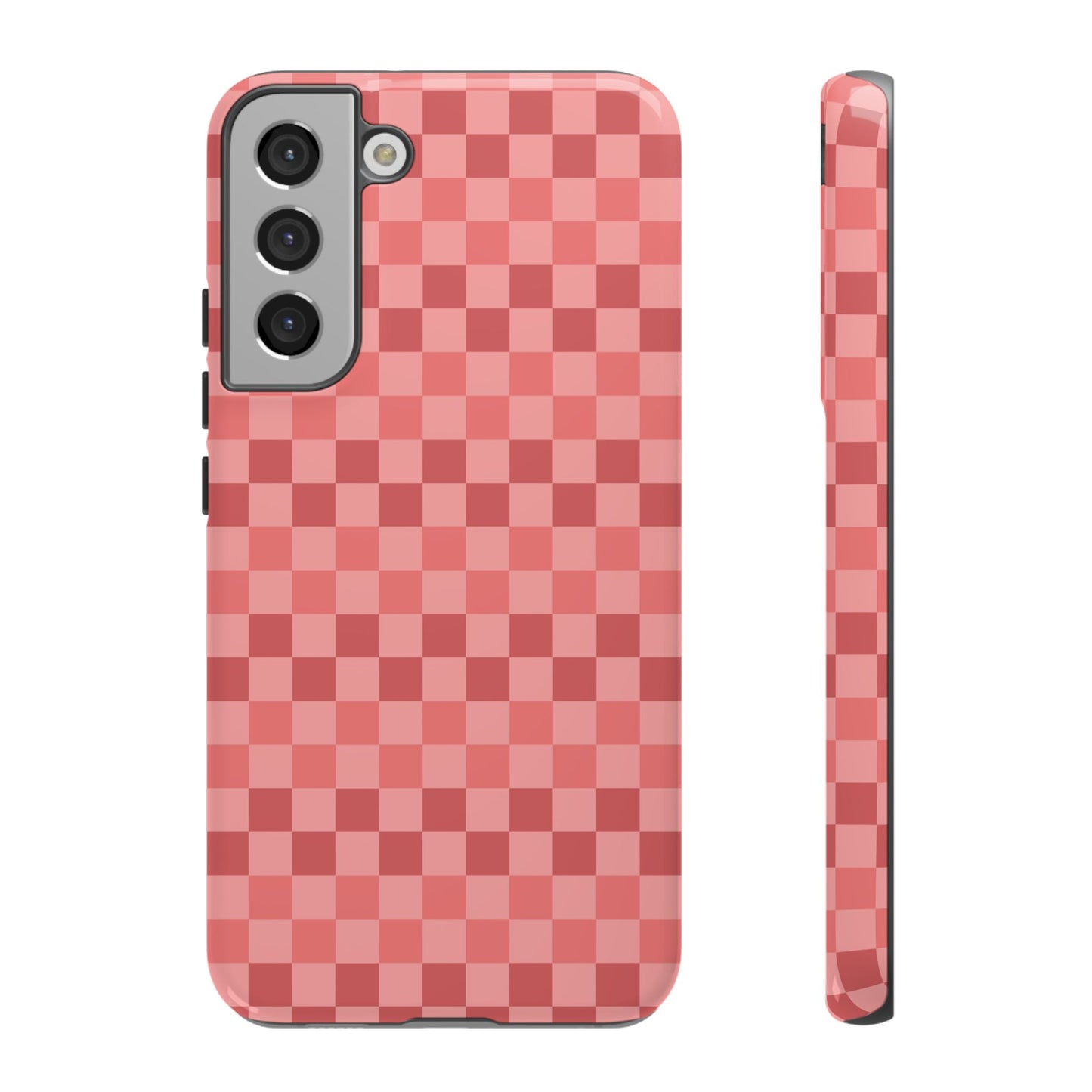 Samsung Galaxy S22 Plus / Glossy Phone Case - ’Bold Pink Checkered Pattern’ Phone Case