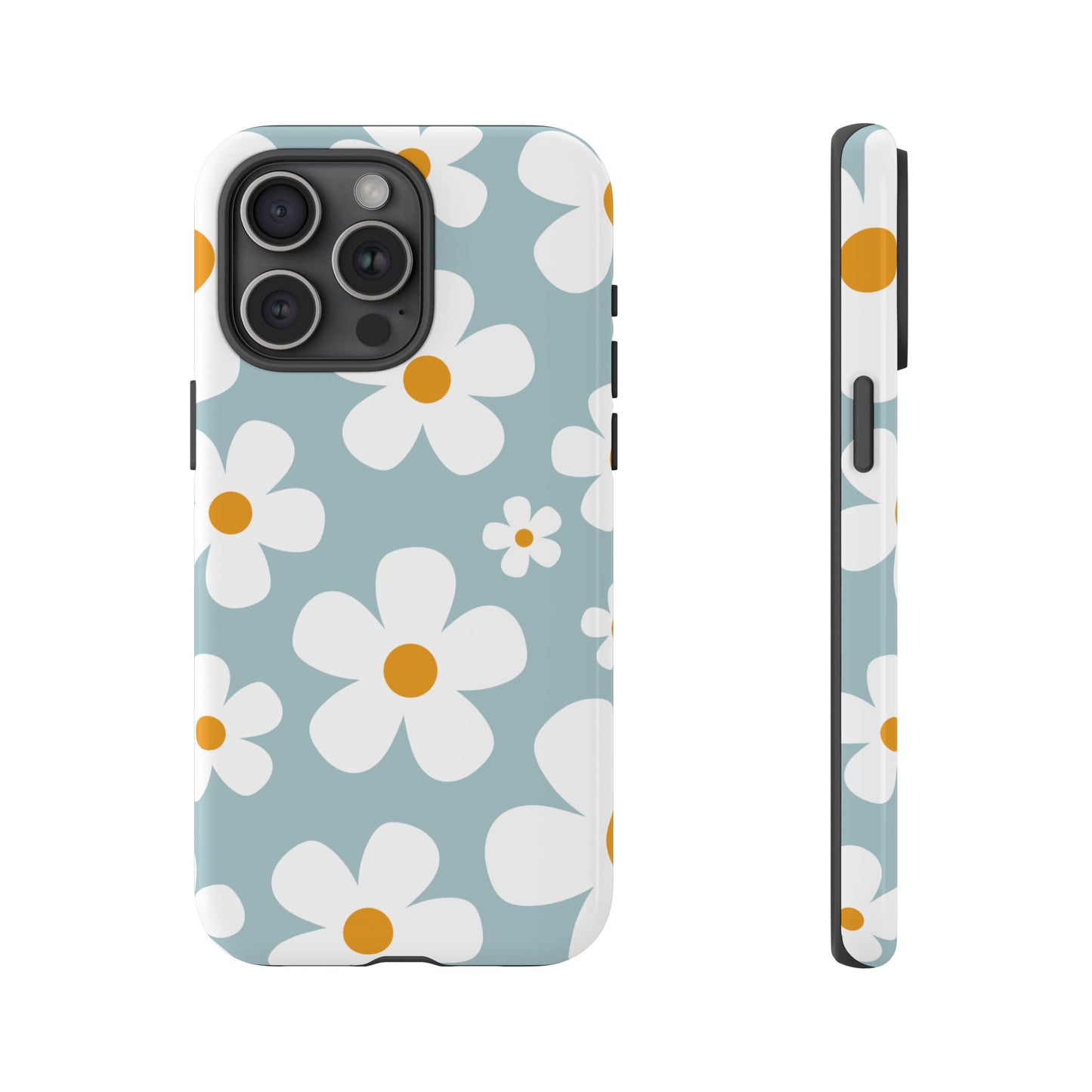 iPhone 15 Pro Max / Glossy Phone Case - ’Blue Daisy Pattern’ Phone Case