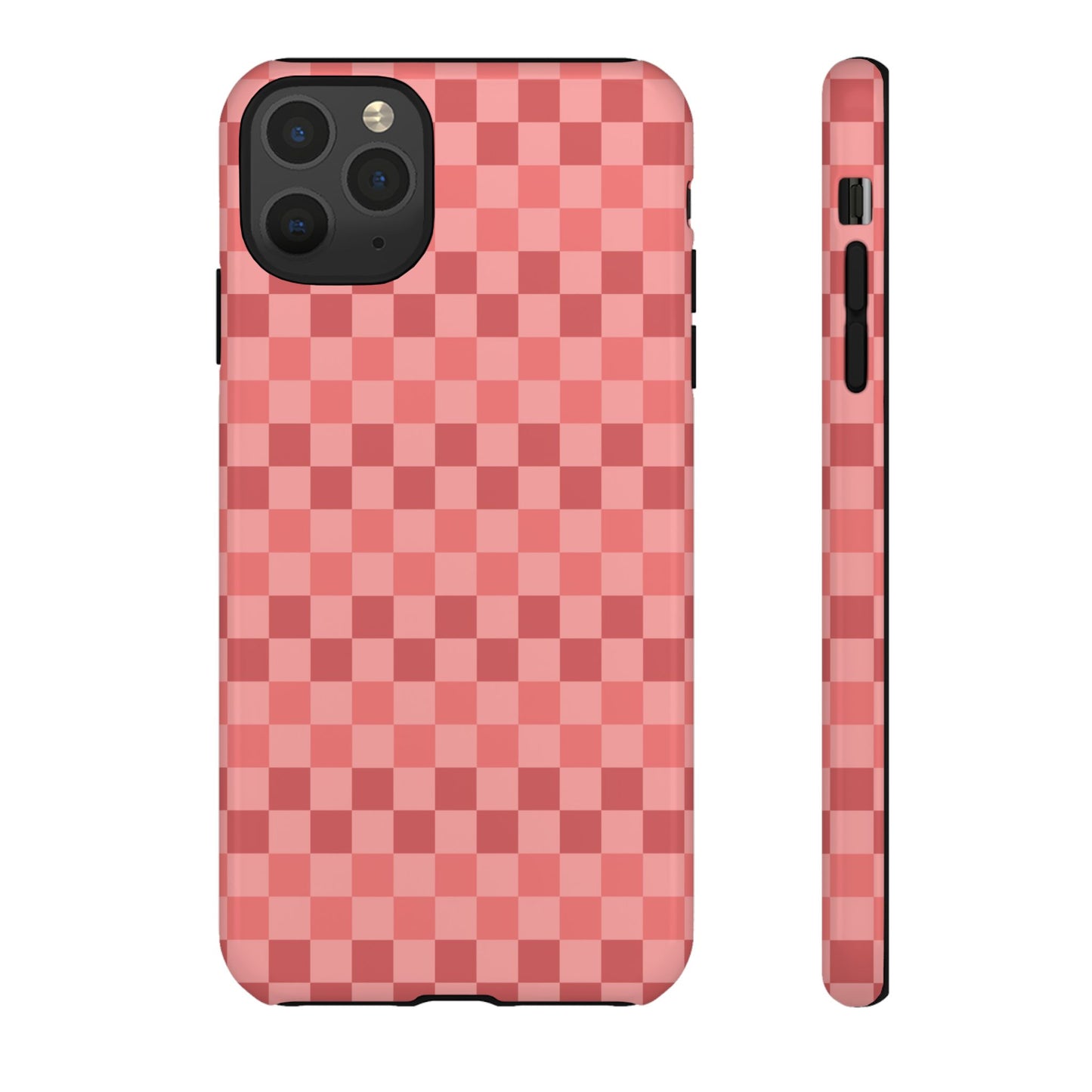 iPhone 11 Pro Max / Glossy Phone Case - ’Bold Pink Checkered Pattern’ Phone Case