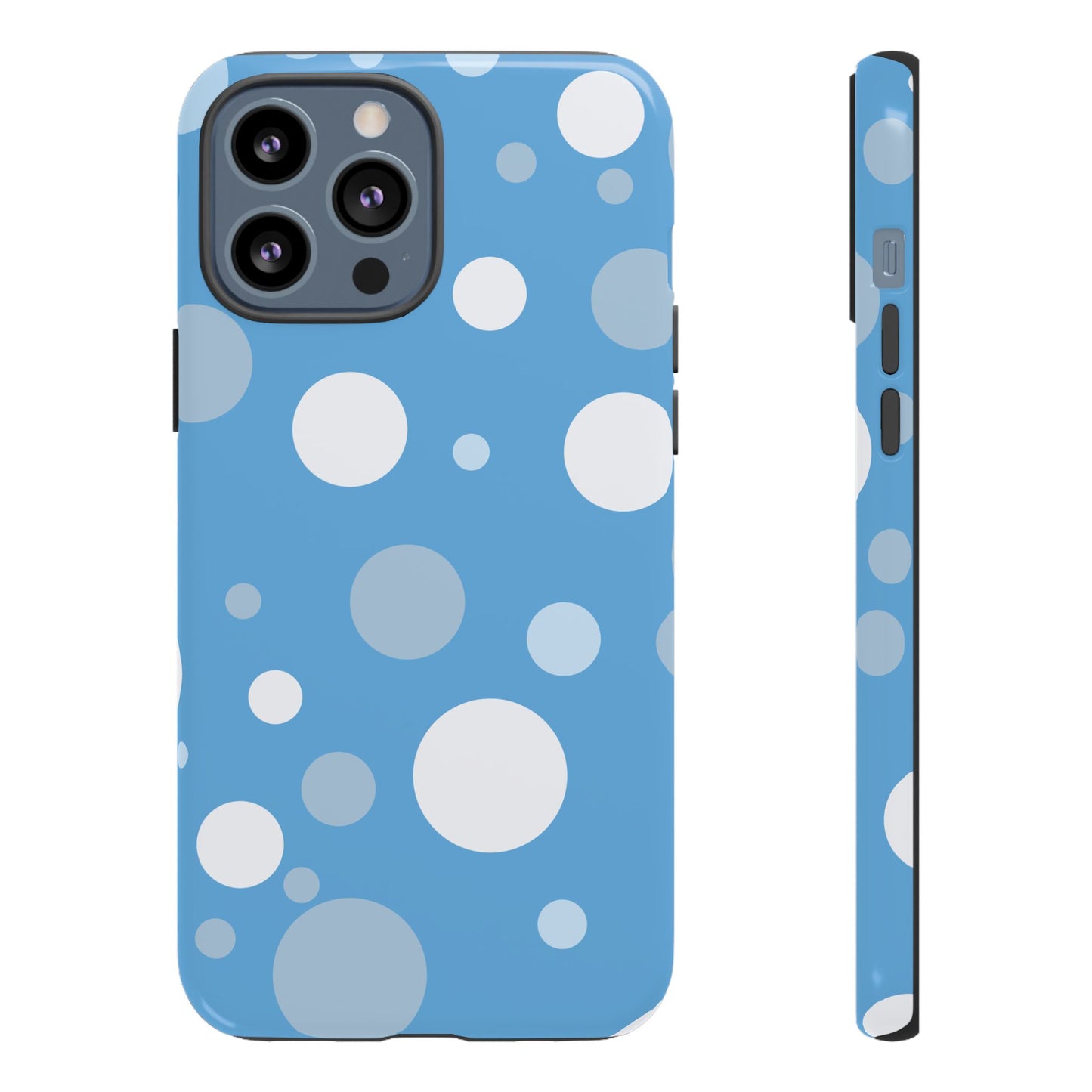 iPhone 13 Pro Max / Glossy Phone Case - ’Bold Blue with White Dot Pattern’ Phone Case