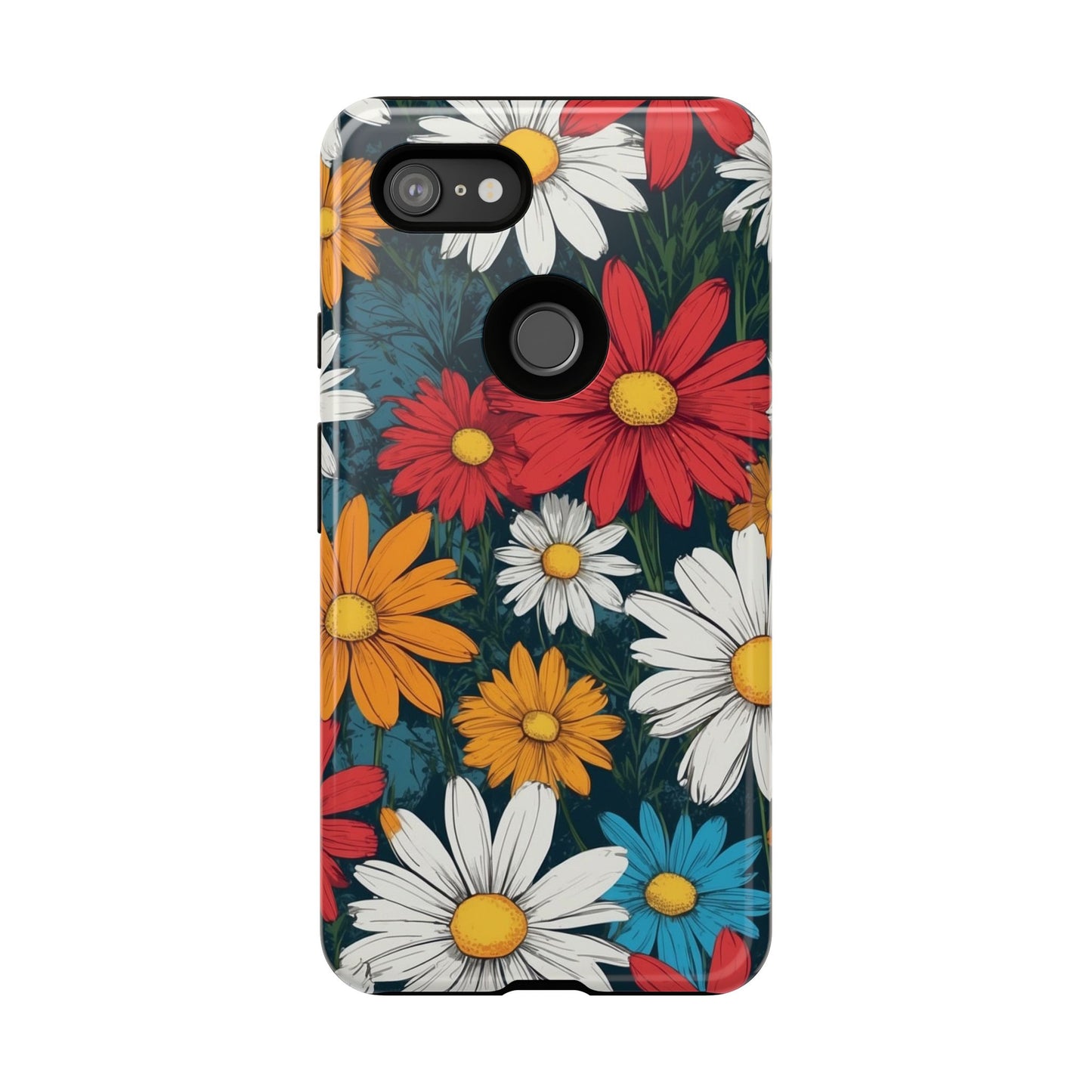Pop Art Daisies Illustration "Red & Orange" Phone Case