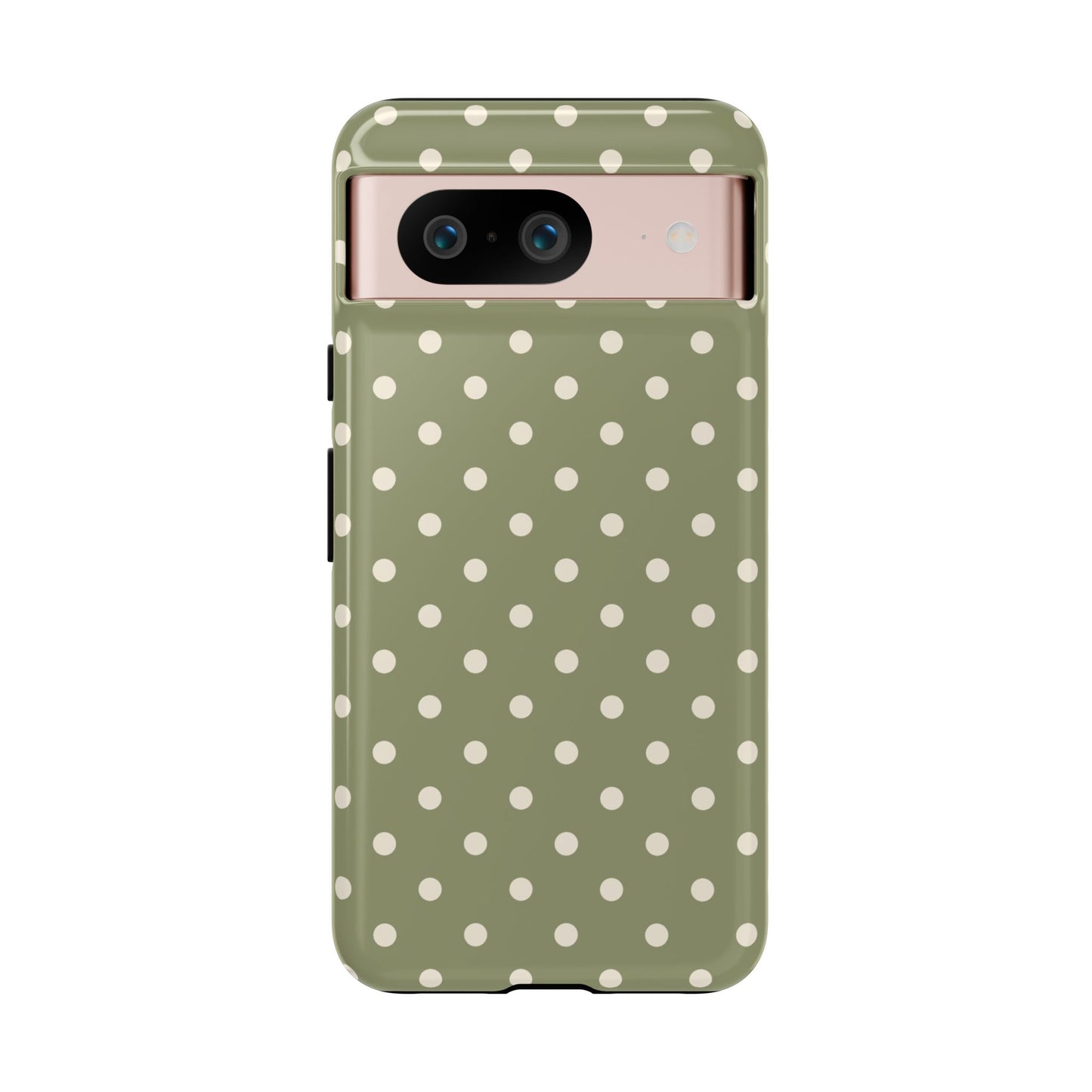 Google Pixel 8 / Glossy Phone Case - ’Green & White Dot Pattern’ Phone Case