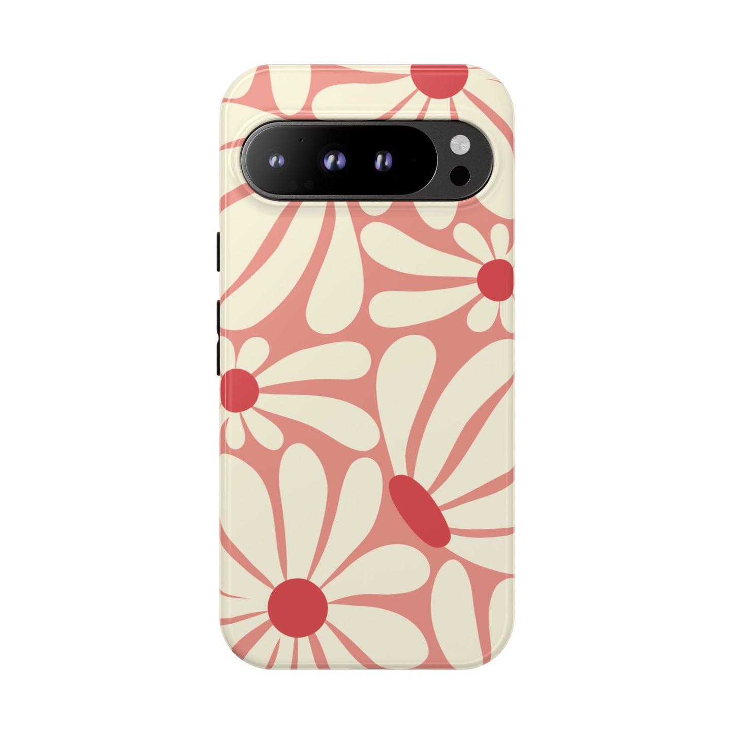 Google Pixel 9 Pro XL / Glossy Phone Case - ’Retro Pink Daisy Pattern’ Phone Case