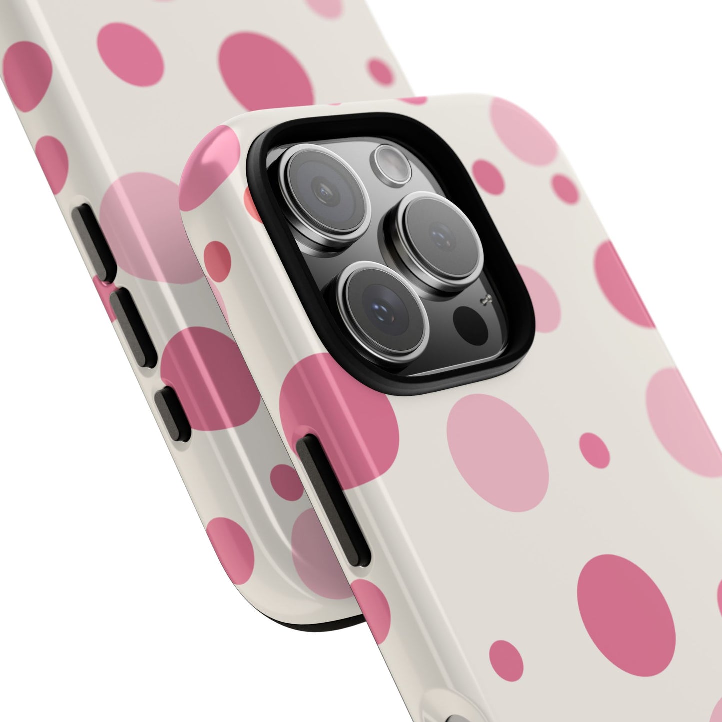 Phone Case - ’Bold White with Pink Dot Pattern’ Phone Case