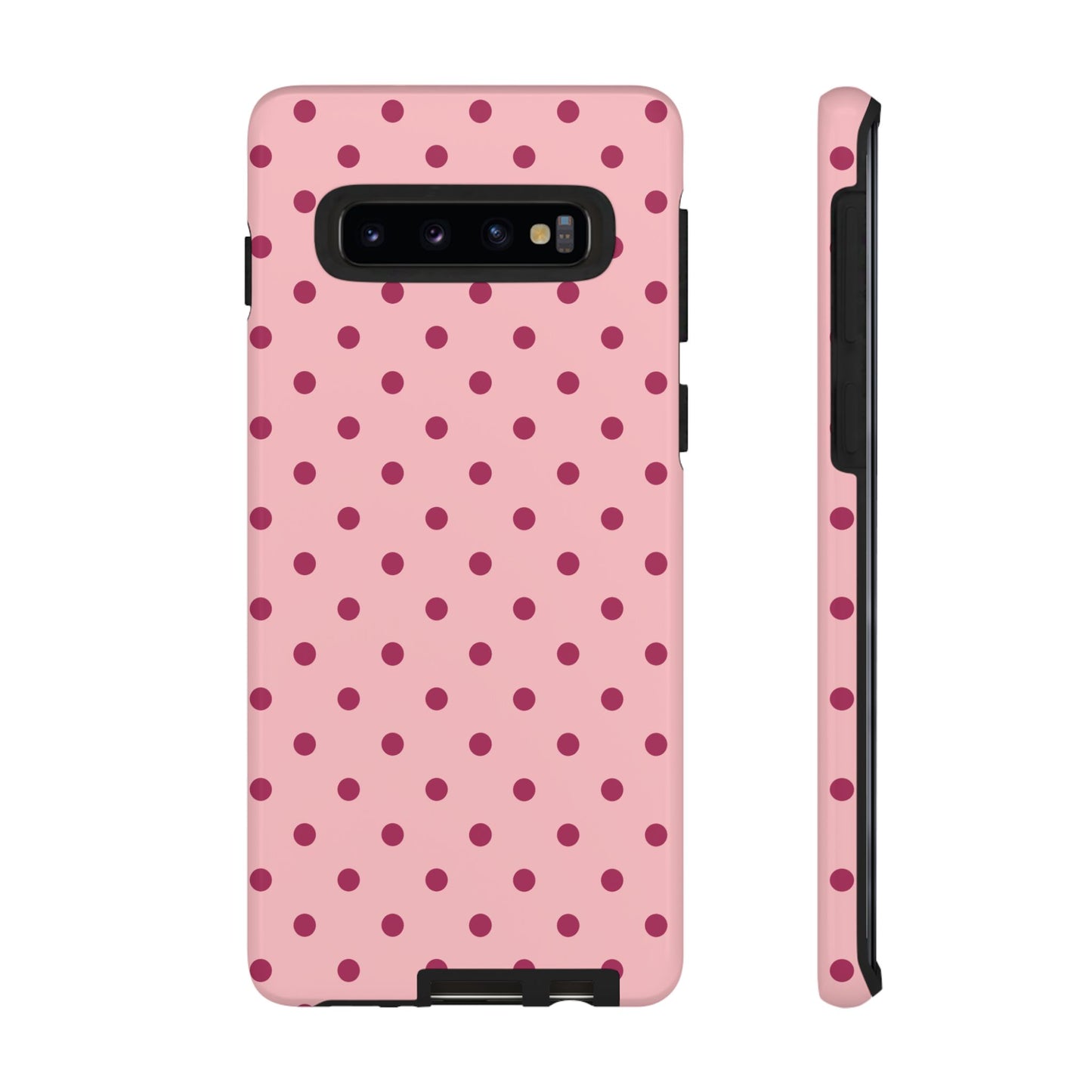 Samsung Galaxy S10 / Glossy Phone Case - ’Pink with Red Dot Pattern’ Phone Case