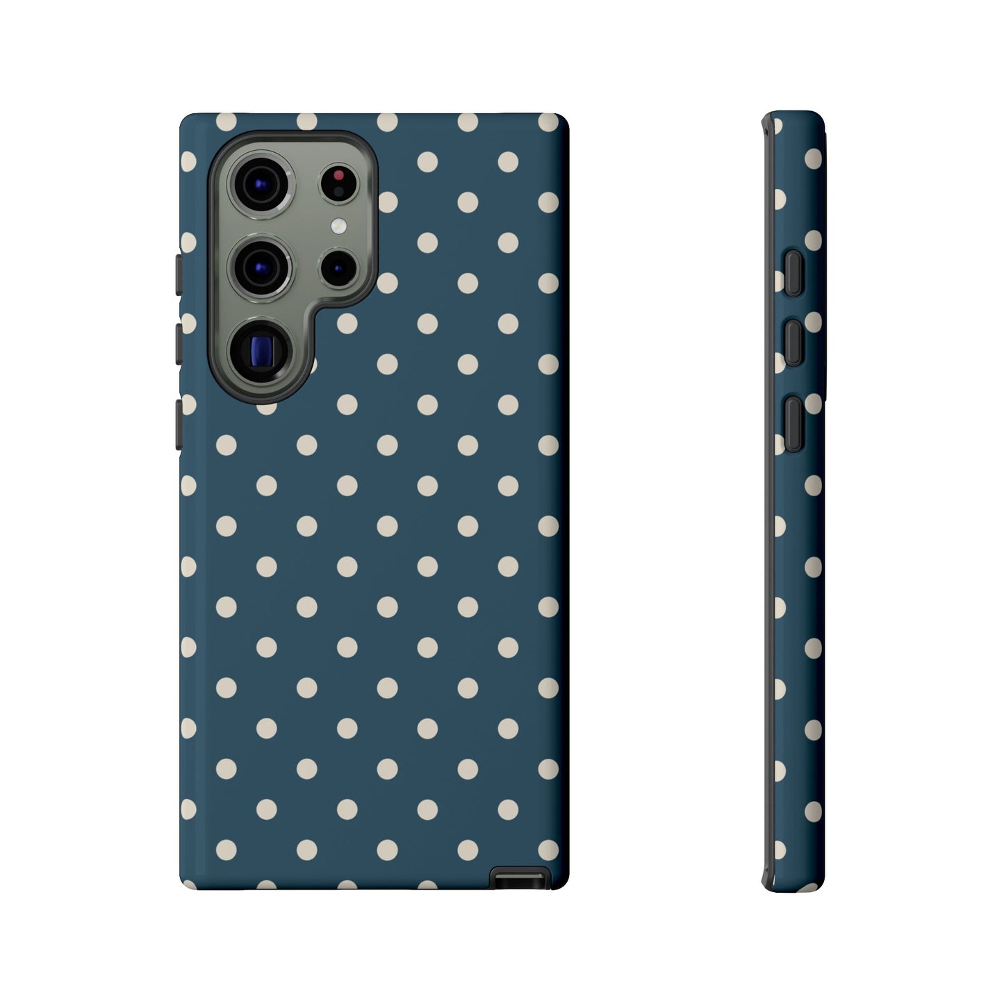 Samsung Galaxy S23 Ultra / Glossy Phone Case - ’Blue & White Dot Pattern’ Phone Case