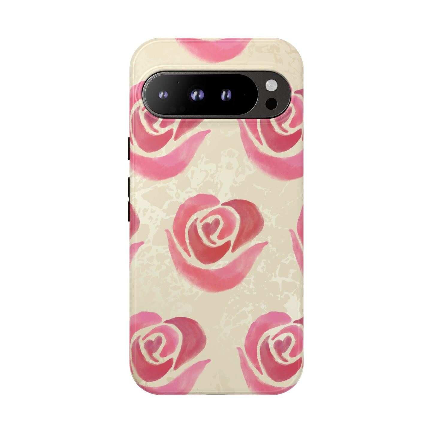 Google Pixel 9 Pro XL / Glossy Phone Case - ’Pink Rose Pattern’ Phone Case