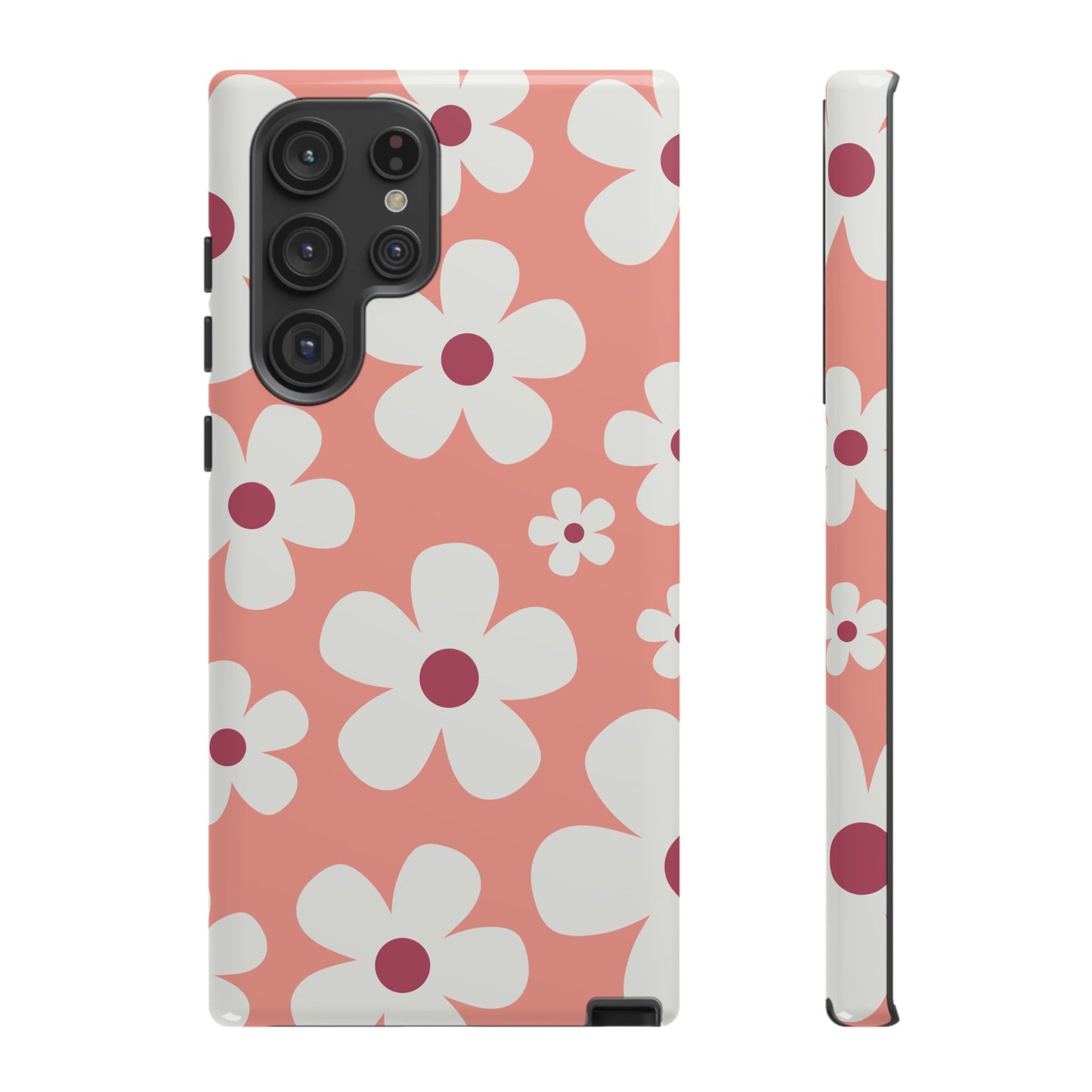 Samsung Galaxy S22 Ultra / Glossy Phone Case - Cute Pink Daisy Pattern #2 Phone Case