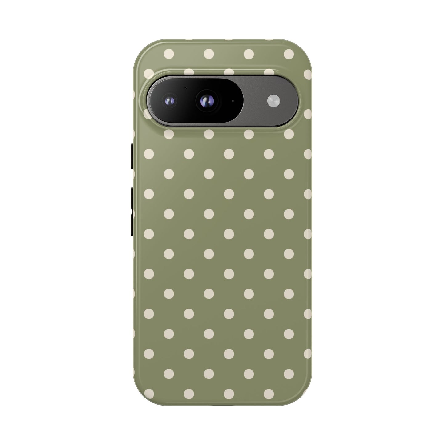 Google Pixel 9 / Glossy Phone Case - ’Green & White Dot Pattern’ Phone Case