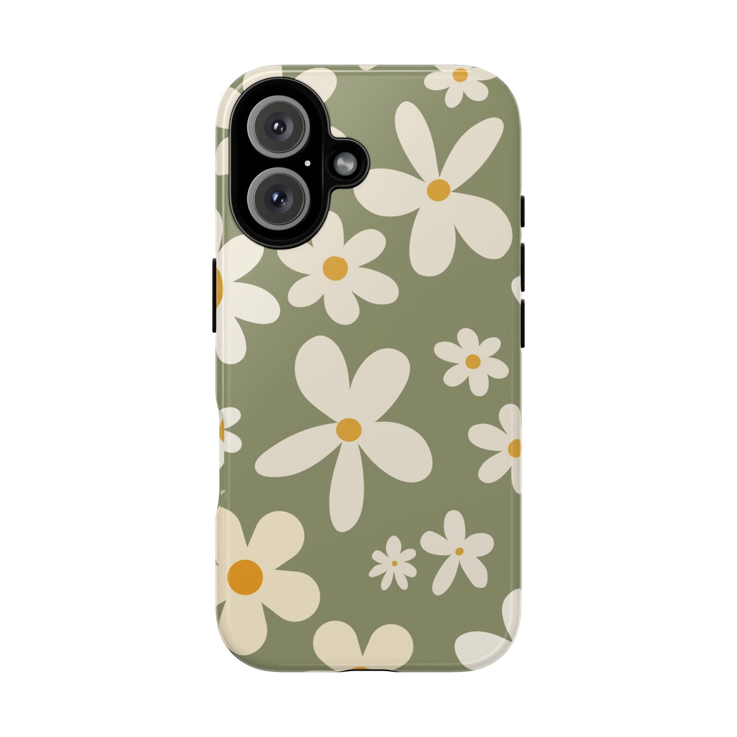 iPhone 16 / Glossy Phone Case - ’Green Daisy Pattern’ Phone Case