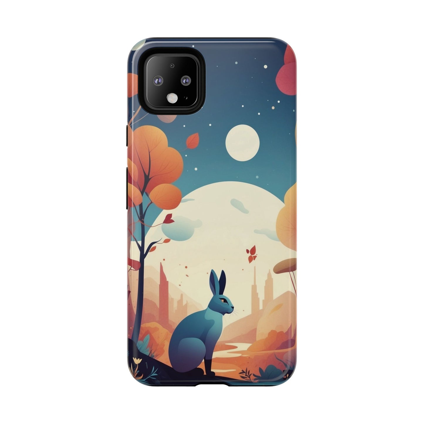 Stylised Blue Hare Design Phone Case