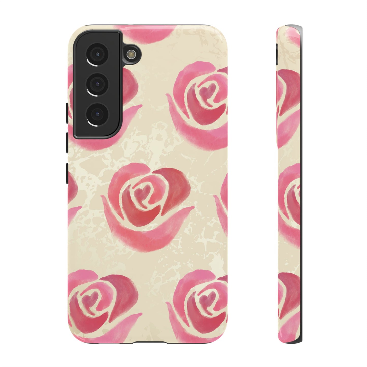 Samsung Galaxy S22 / Glossy Phone Case - ’Pink Rose Pattern’ Phone Case