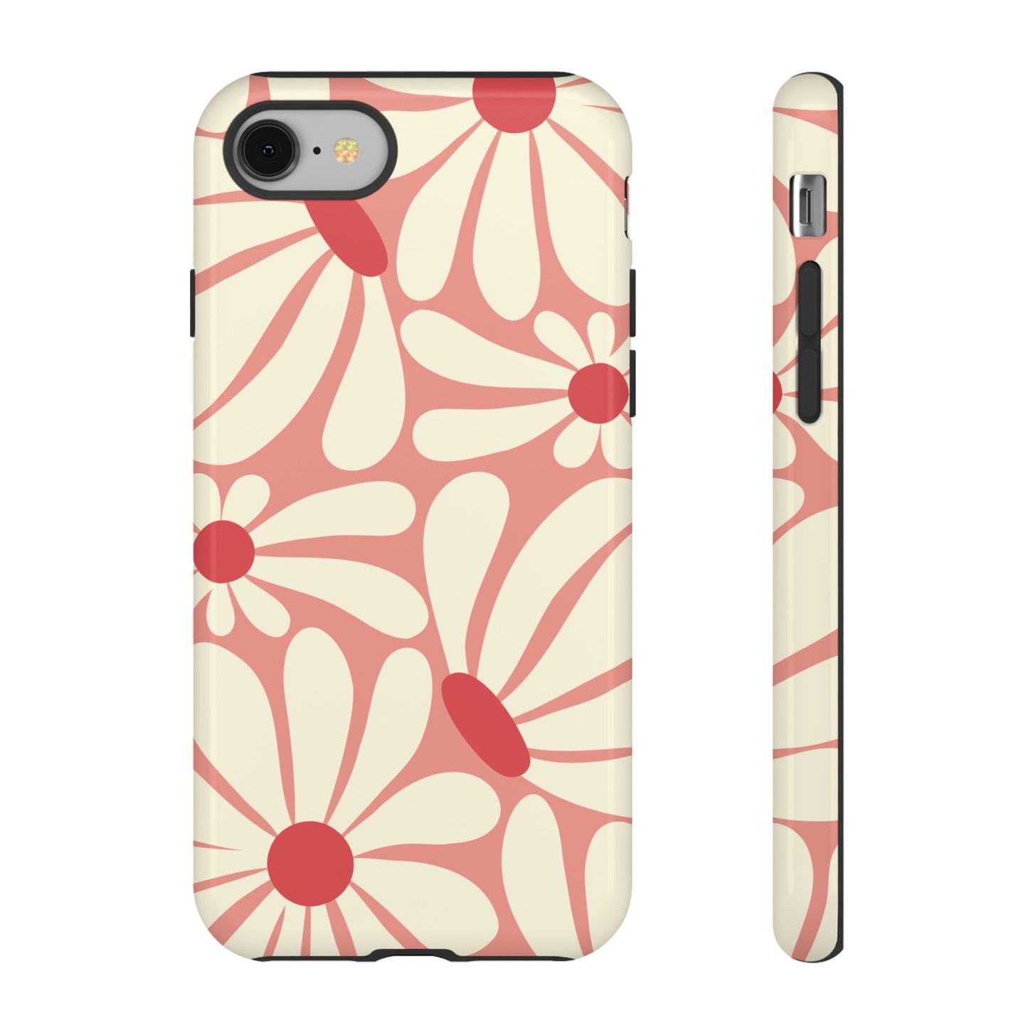 iPhone 8 / Glossy Phone Case - ’Retro Pink Daisy Pattern’ Phone Case