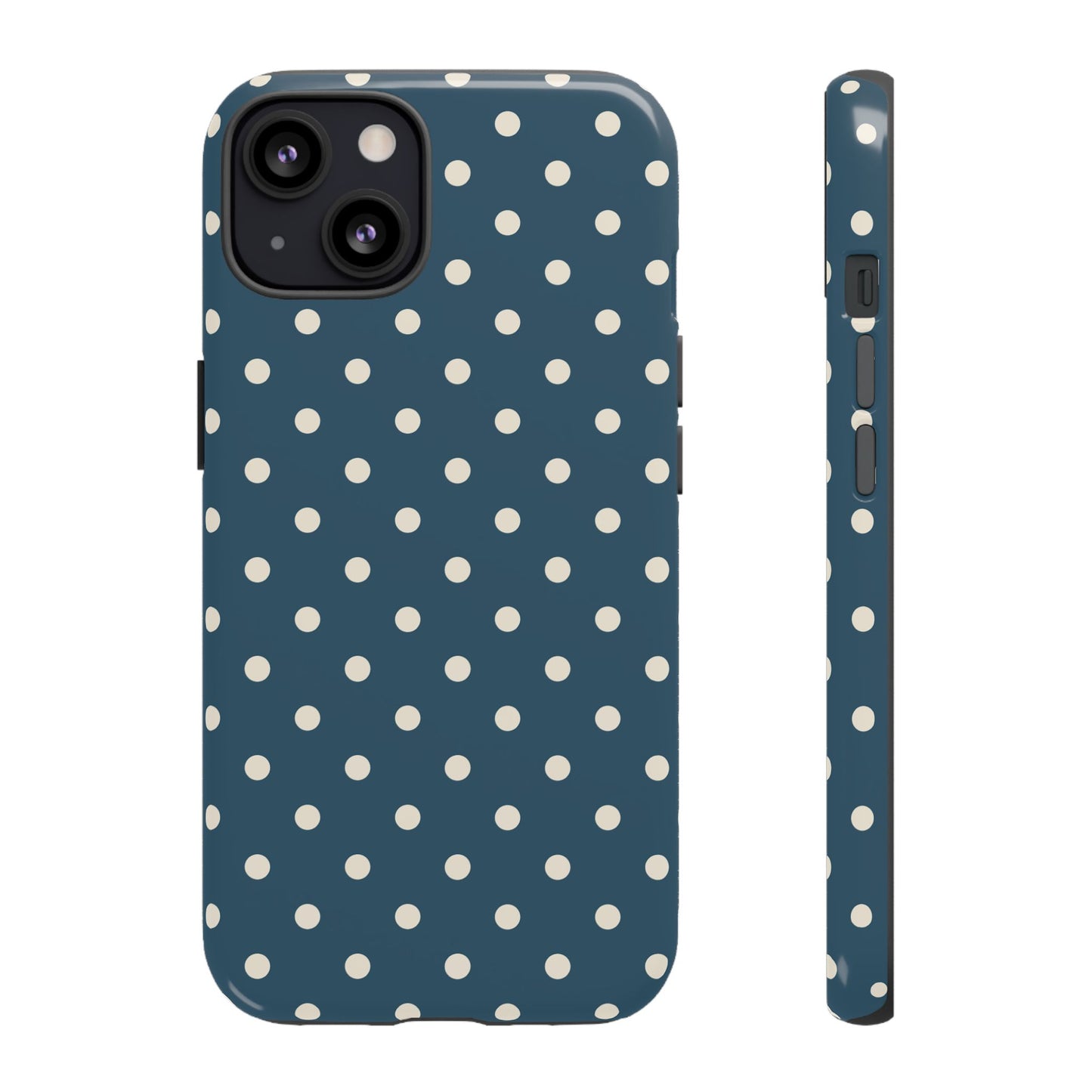 iPhone 13 / Glossy Phone Case - ’Blue & White Dot Pattern’ Phone Case