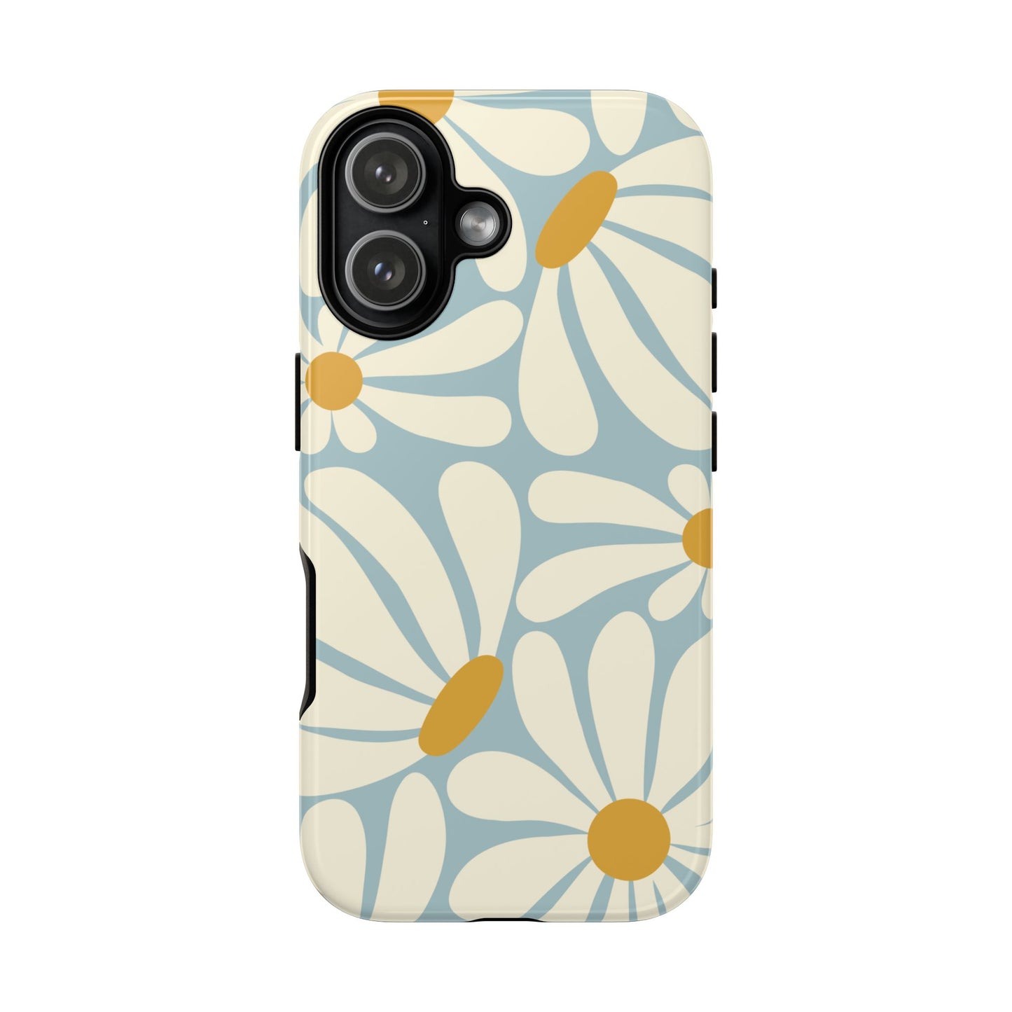 iPhone 17 / Glossy Phone Case - ’Retro Blue Daisy Pattern’ Phone Case