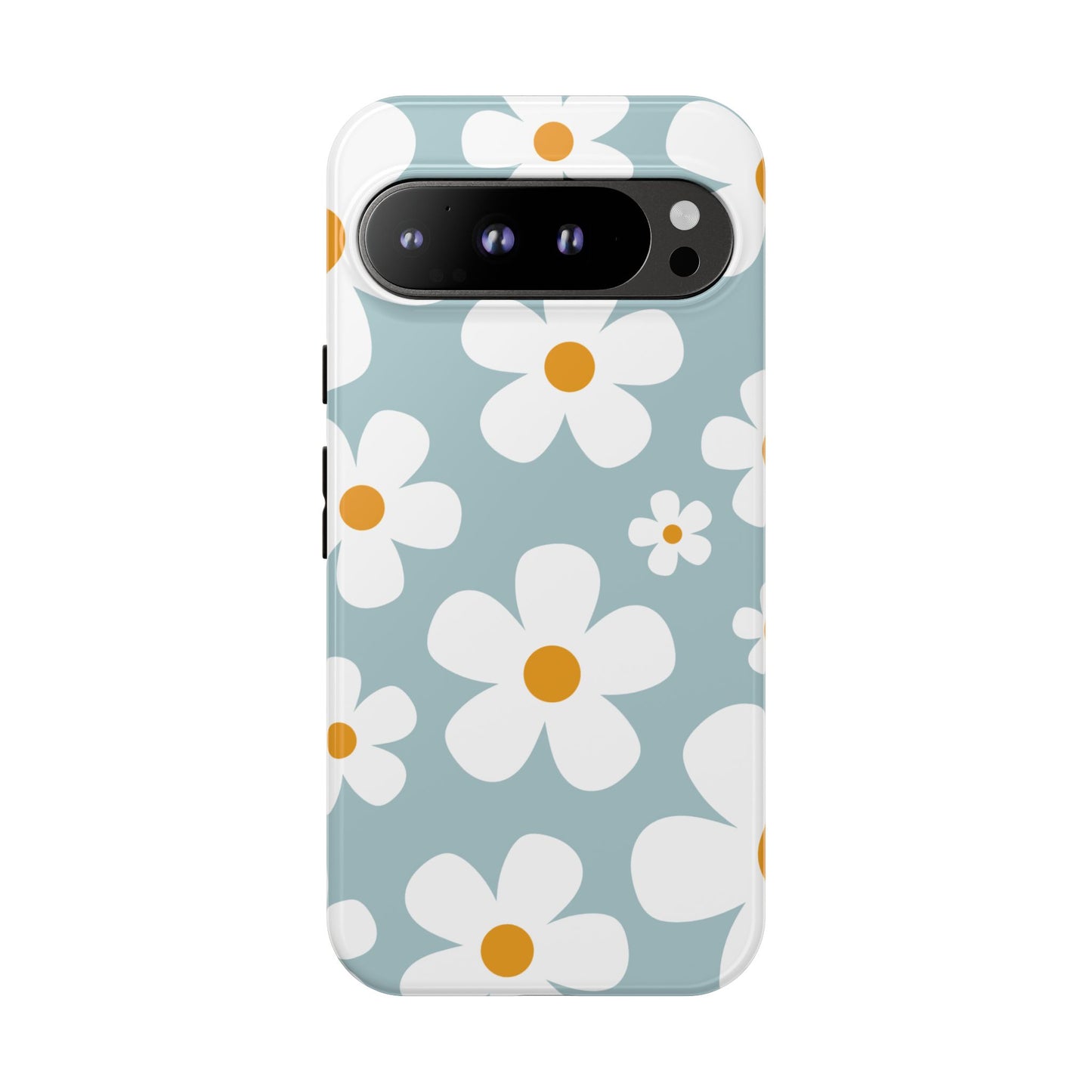 Google Pixel 9 Pro XL / Glossy Phone Case - ’Blue Daisy Pattern’ Phone Case