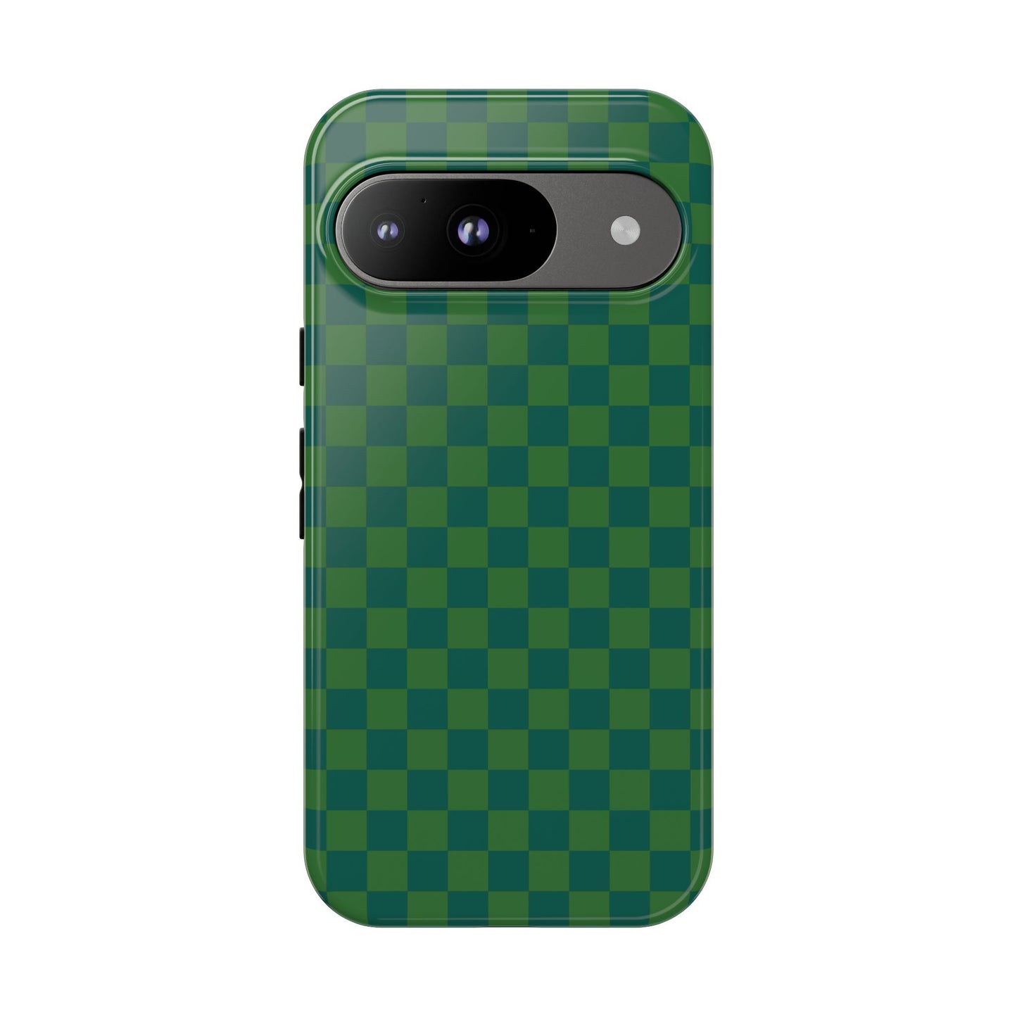 Google Pixel 9 / Glossy Phone Case - ’Bold Green Checkered Pattern’ Phone Case