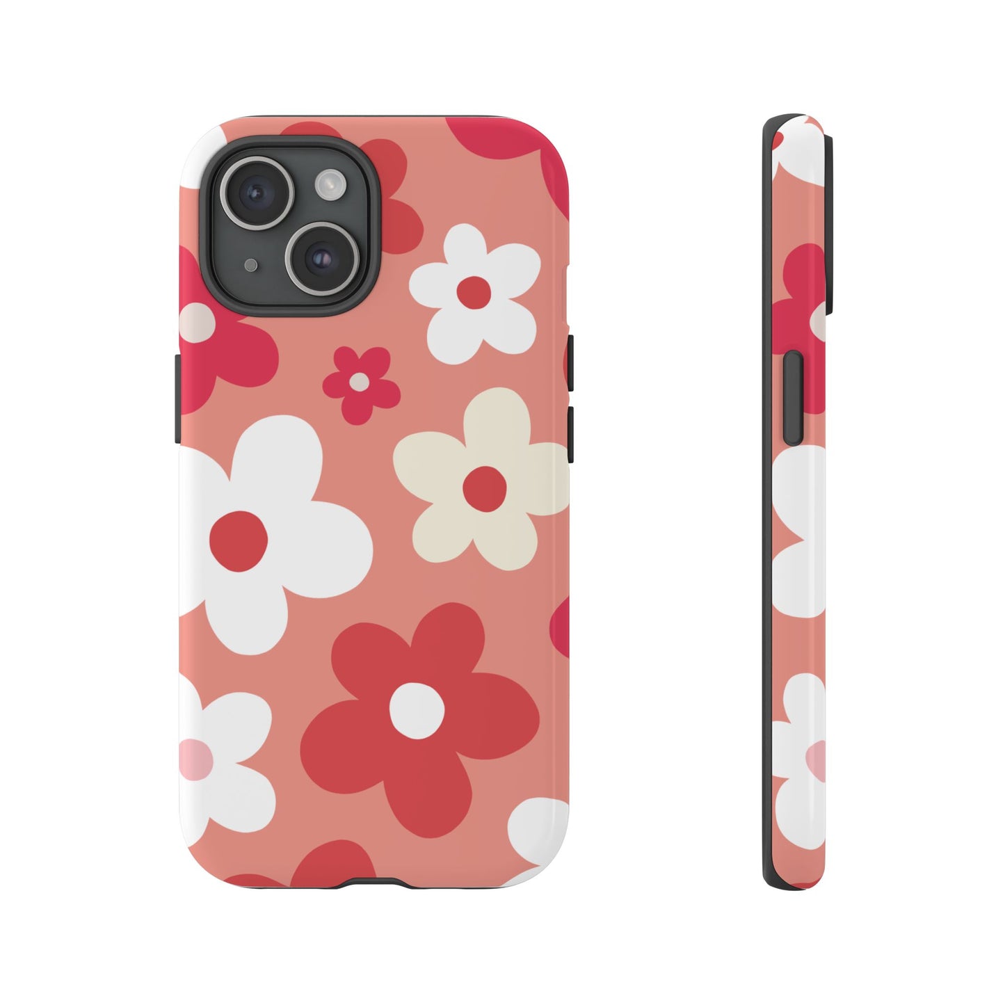 iPhone 15 / Glossy Phone Case - ’Pink Daisy Pattern’ Phone Case