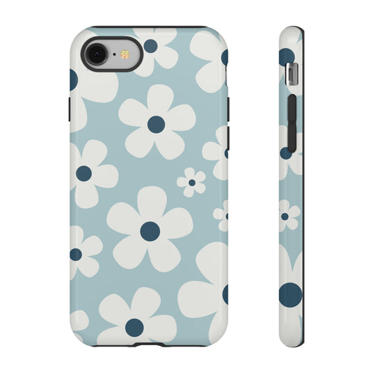 iPhone 8 / Glossy Phone Case - Cute Light Blue Daisy Pattern Phone Case