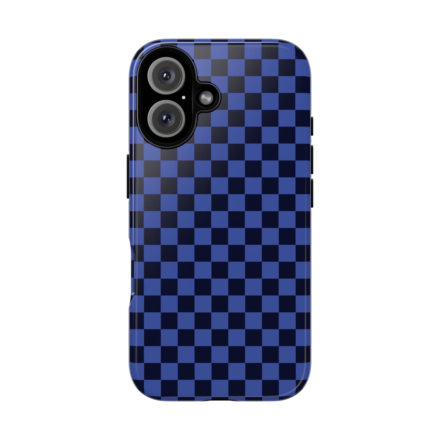 iPhone 16 / Glossy Phone Case - ’Bold Blue Checkered Pattern’ Phone Case