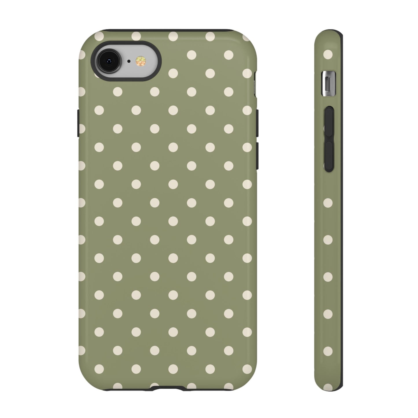 iPhone 8 / Glossy Phone Case - ’Green & White Dot Pattern’ Phone Case