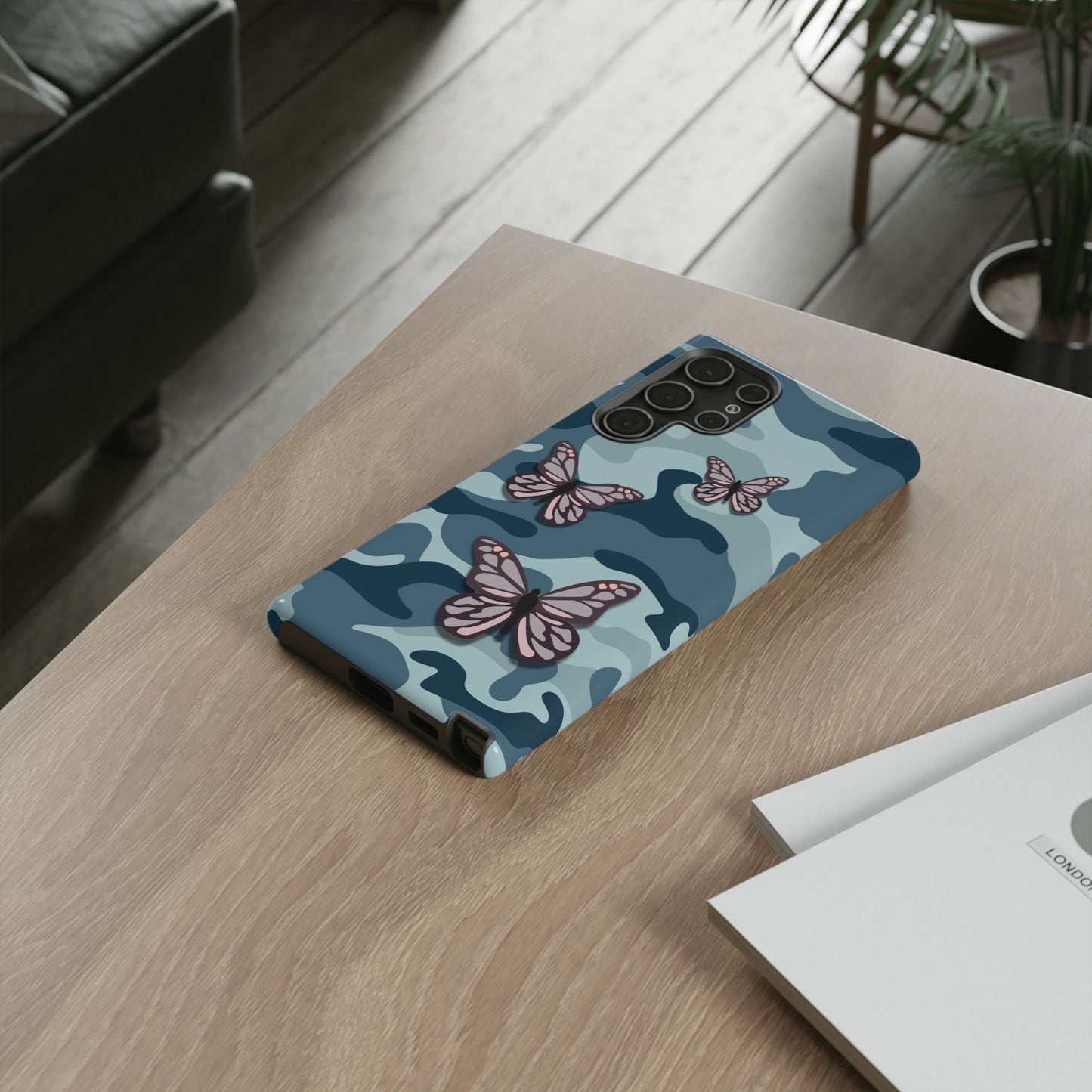Dark Blue Butterfly Camo Phone Case - Blue Phone Case