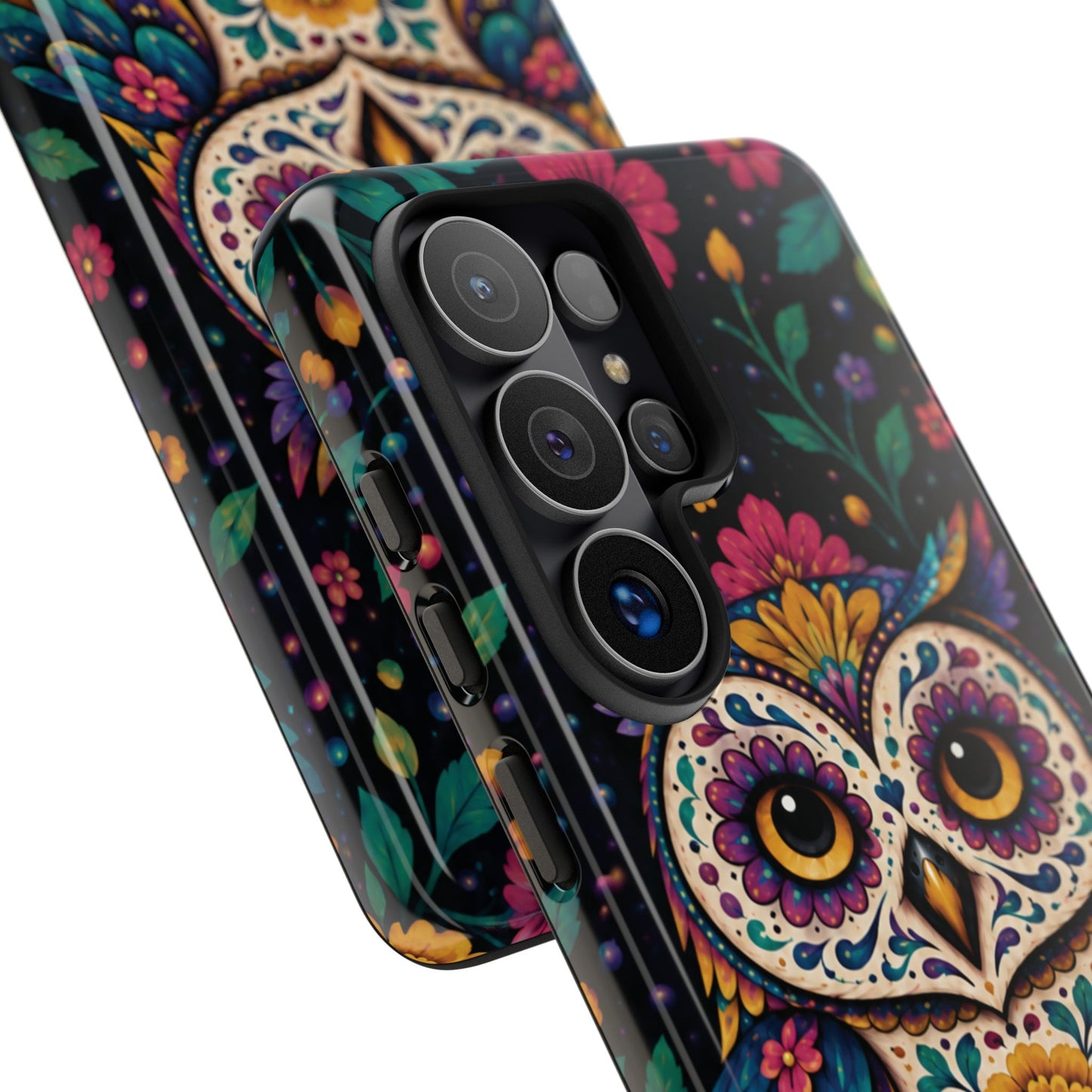 Vibrant Purple and Teal Calavera Owl Phone Case - Multicolor Phone Case