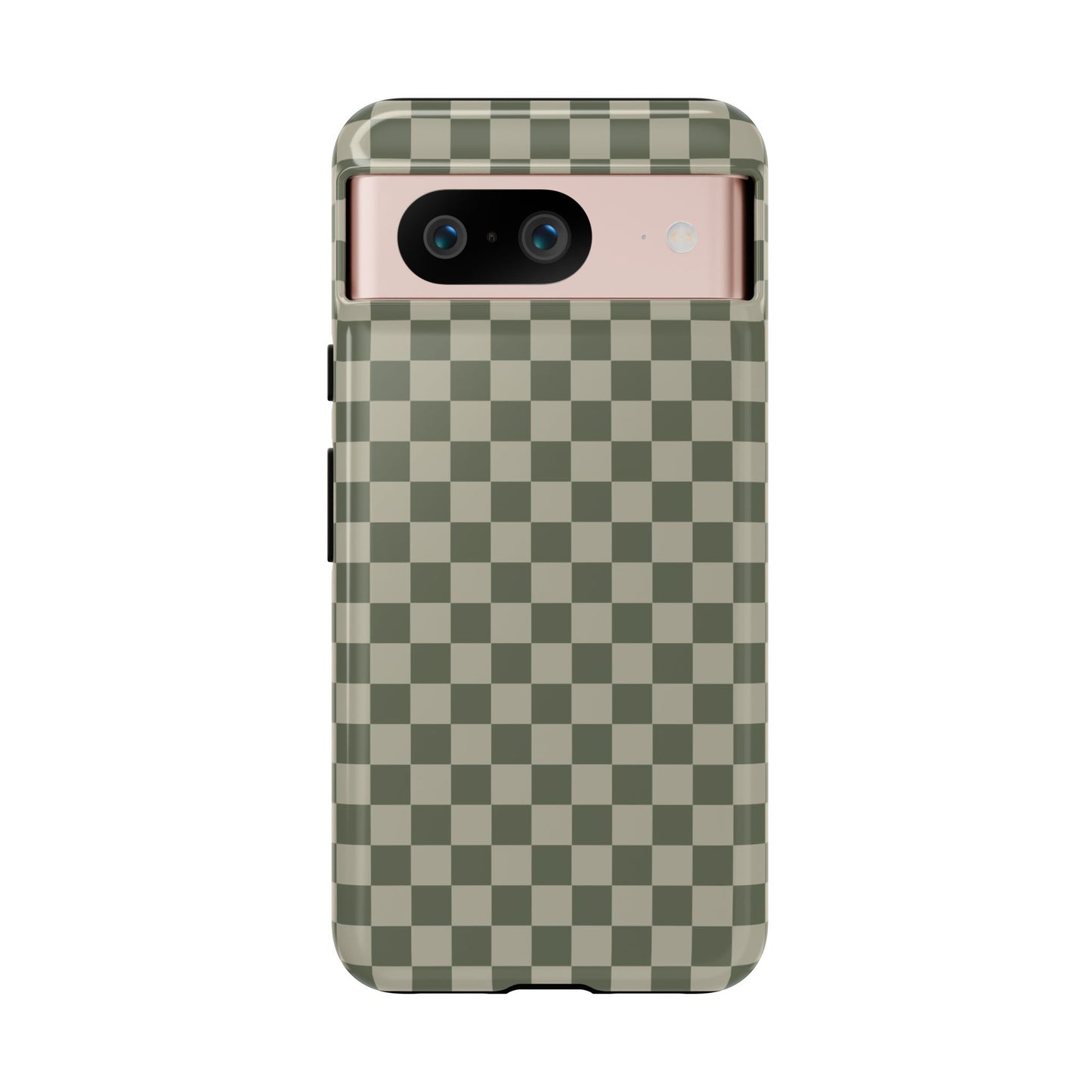 Google Pixel 8 / Glossy Phone Case - ’Bold Olive Green Checkered Pattern’ Phone Case