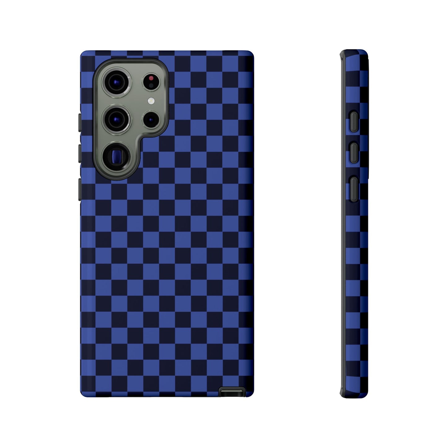 Samsung Galaxy S23 Ultra / Glossy Phone Case - ’Bold Blue Checkered Pattern’ Phone Case