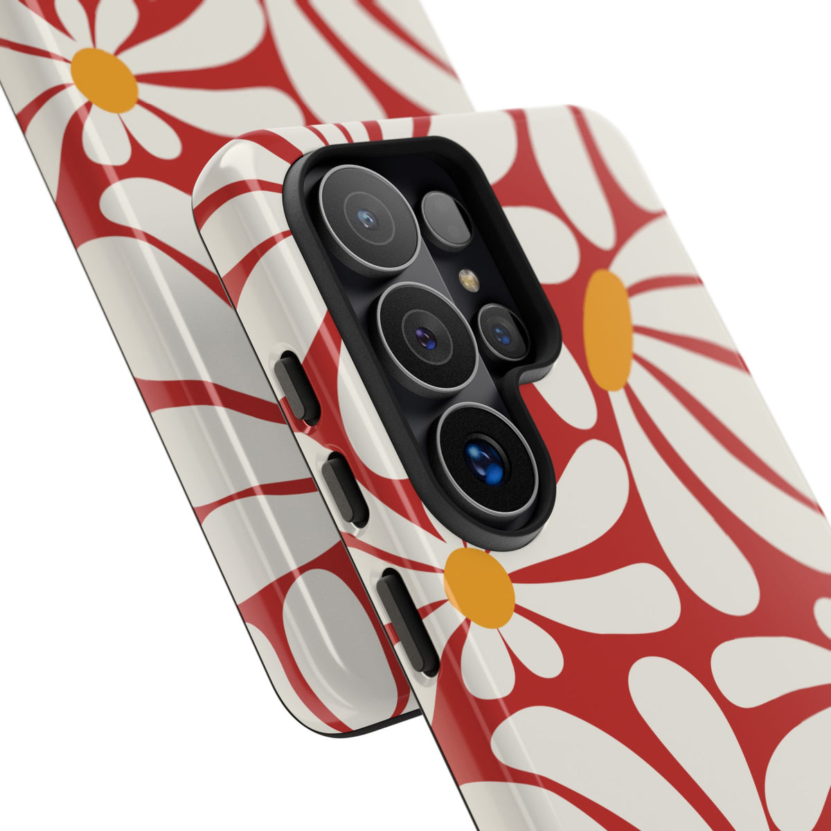 Retro Red Daisy Pattern Phone Case - Red Phone Case
