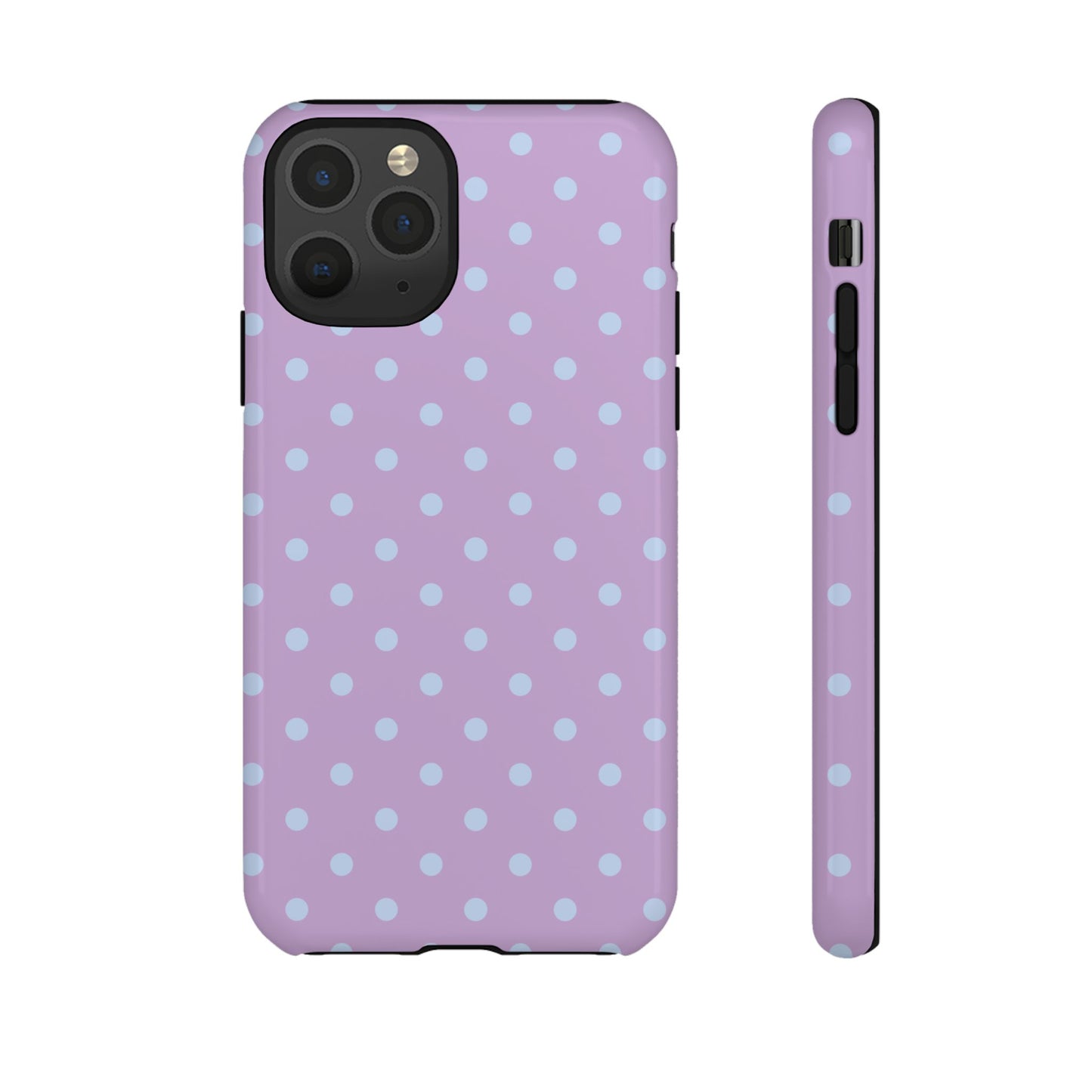 iPhone 11 Pro / Glossy Phone Case - Trendy Lilac & Ice Blue Dot Pattern Phone Case