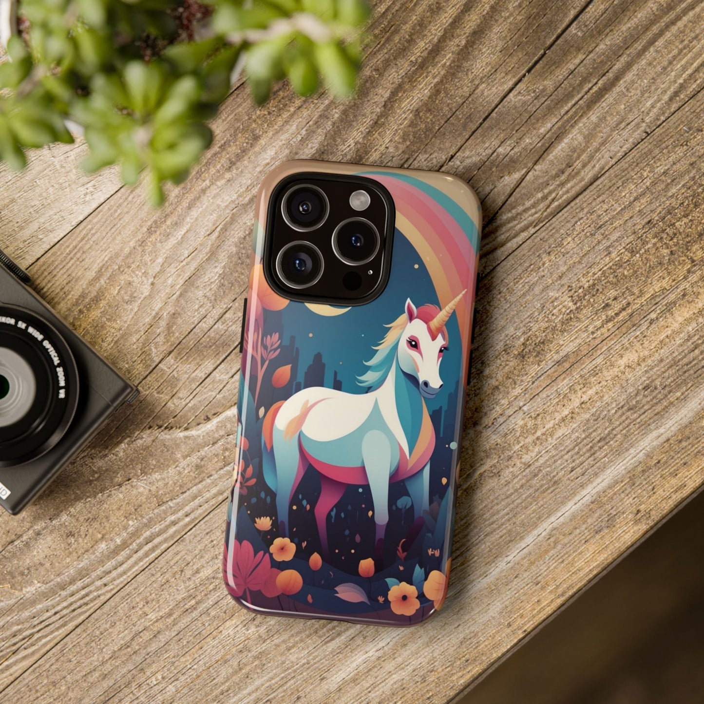 Stylised Unicorn & Rainbow Design Phone Case