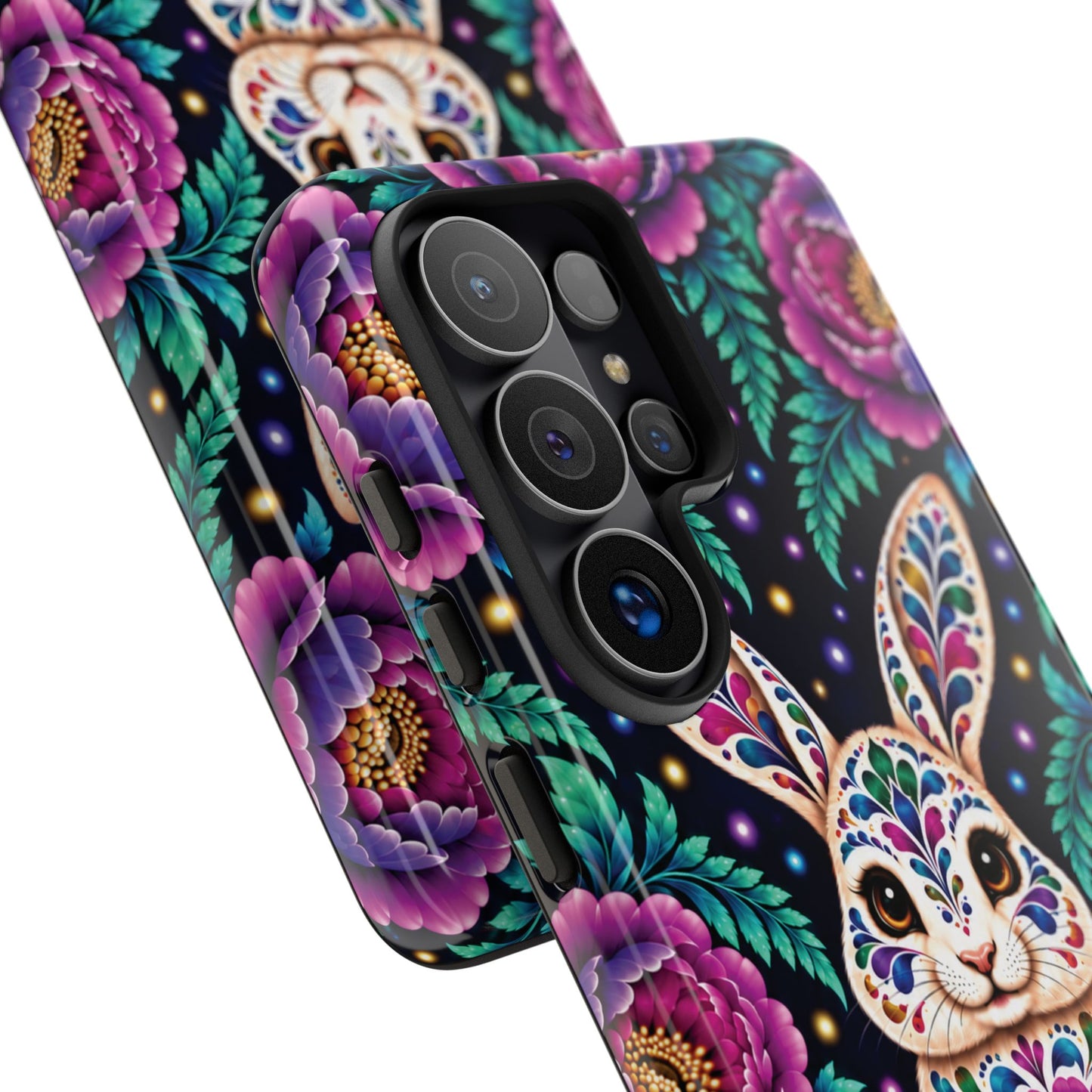 Cute Purple and Teal Calavera Bunny Phone Case - Multicolor Phone Case