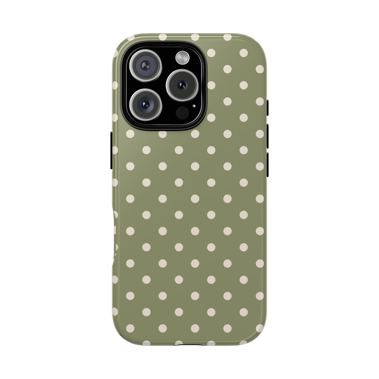 iPhone 16 Pro / Glossy Phone Case - ’Green & White Dot Pattern’ Phone Case