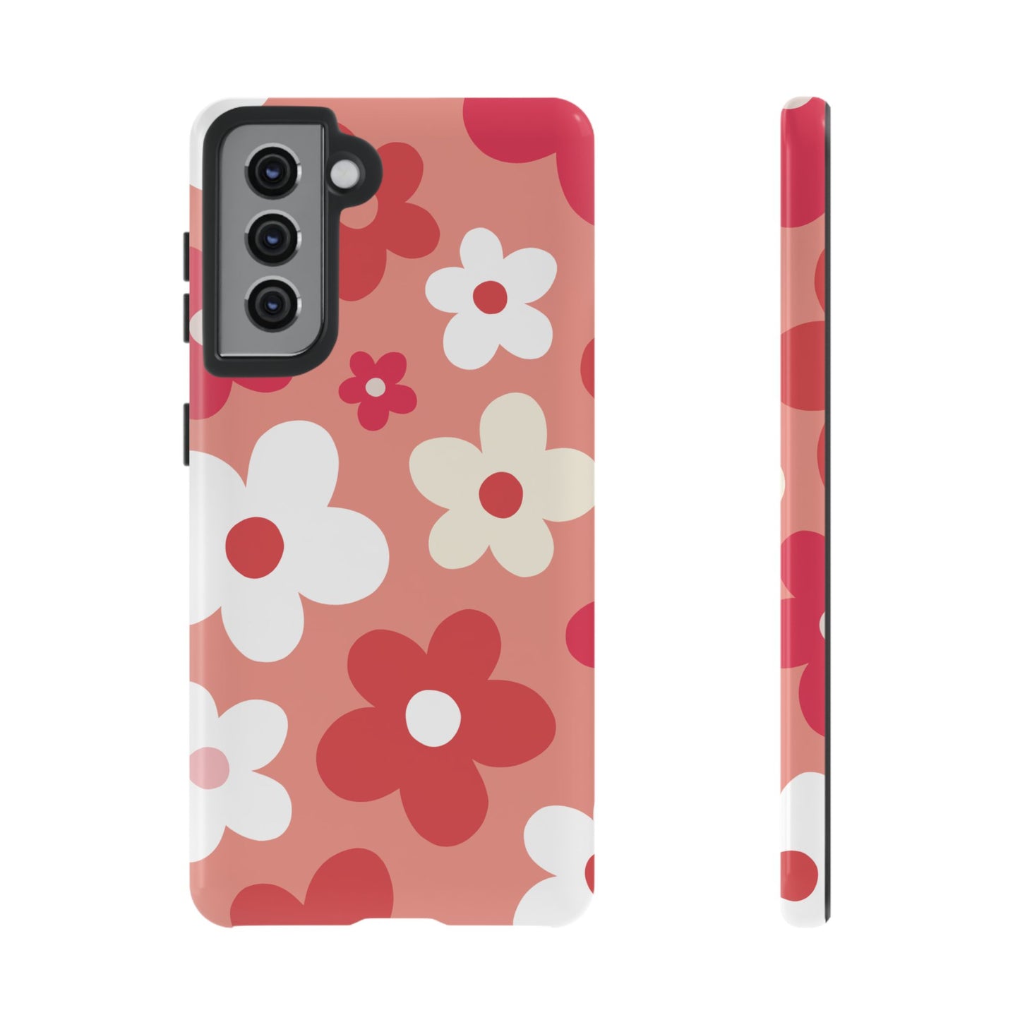 Samsung Galaxy S21 / Glossy Phone Case - ’Pink Daisy Pattern’ Phone Case