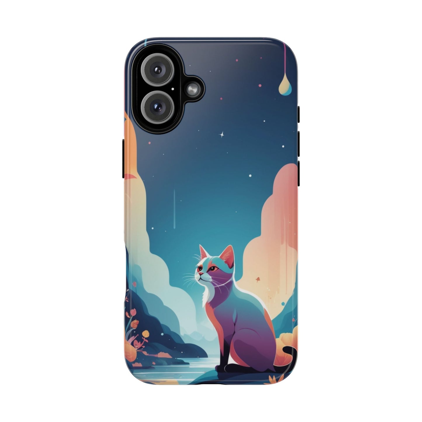 iPhone 16 Plus / Glossy Phone Case - Stylised Cat Design Phone Case