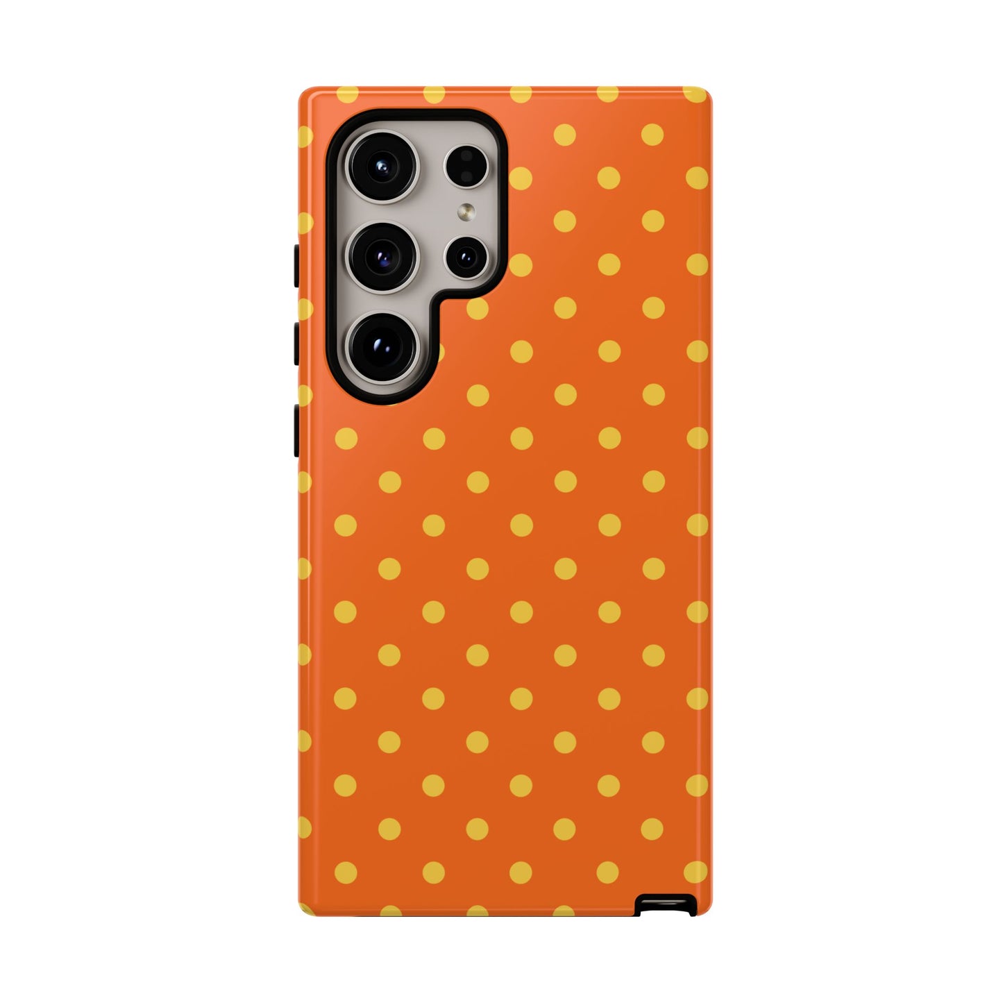 Samsung Galaxy S24 Ultra / Glossy Phone Case - Trendy Orange & Yellow Dot Pattern Phone Case