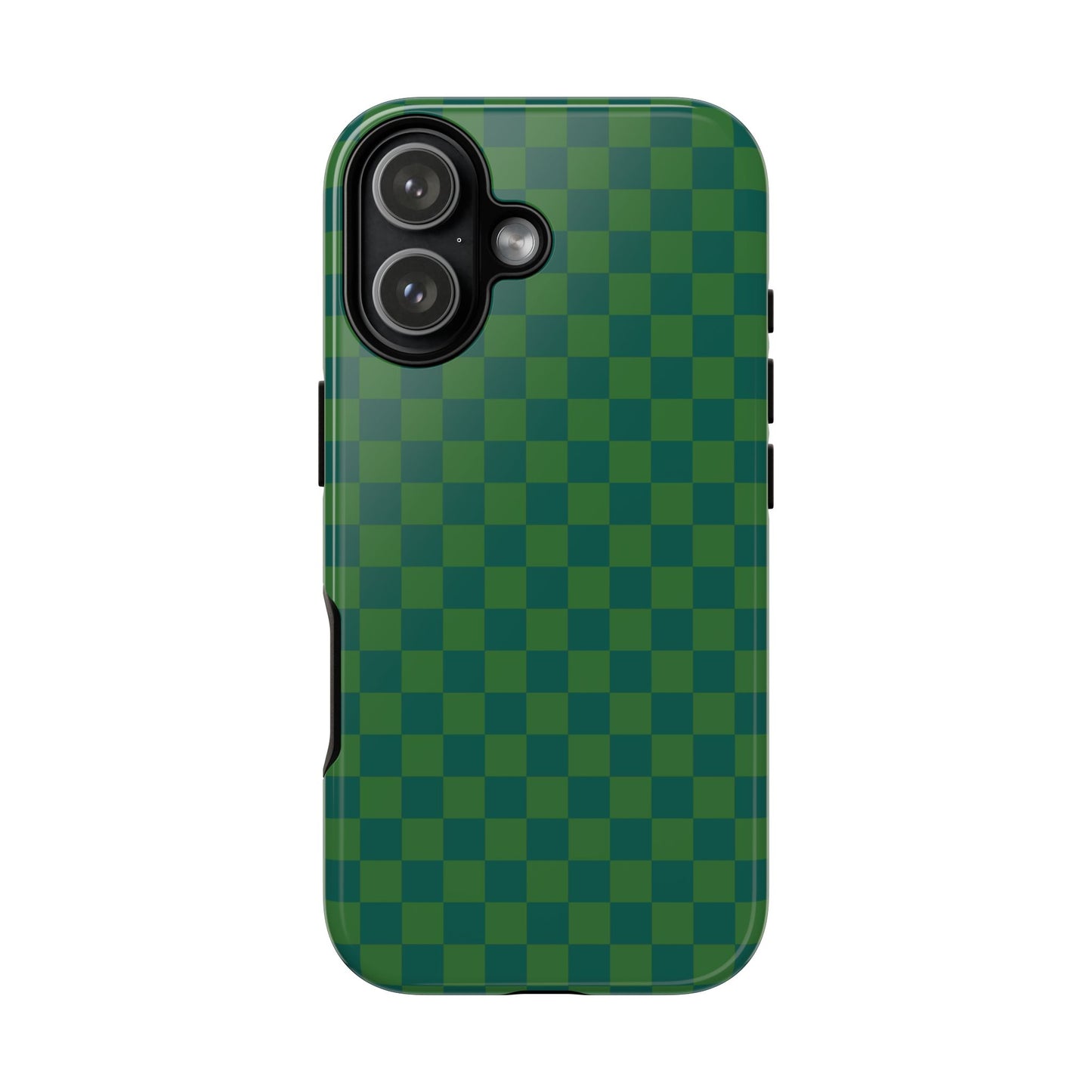 iPhone 17 / Glossy Phone Case - ’Bold Green Checkered Pattern’ Phone Case